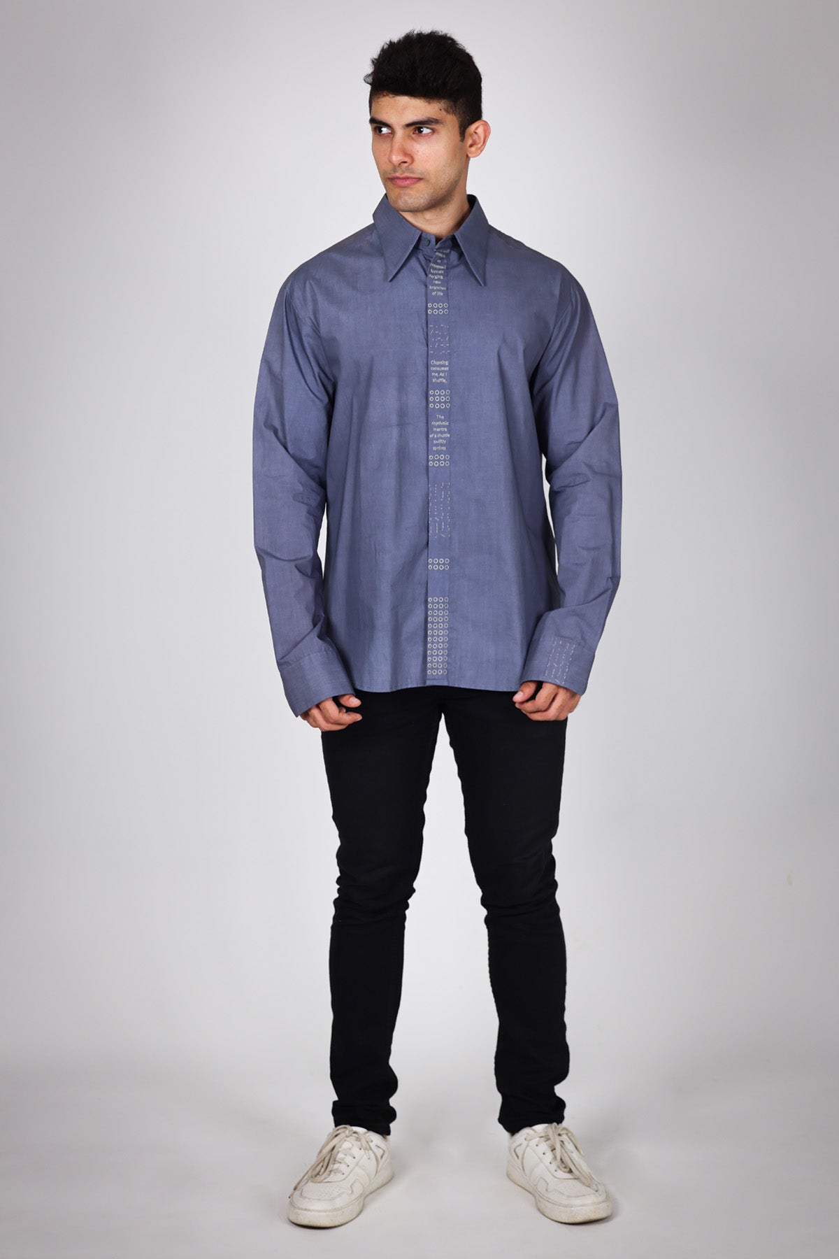 Arya Giri Grey Embroidered Cuff Shirt for men online at ScrollnShops