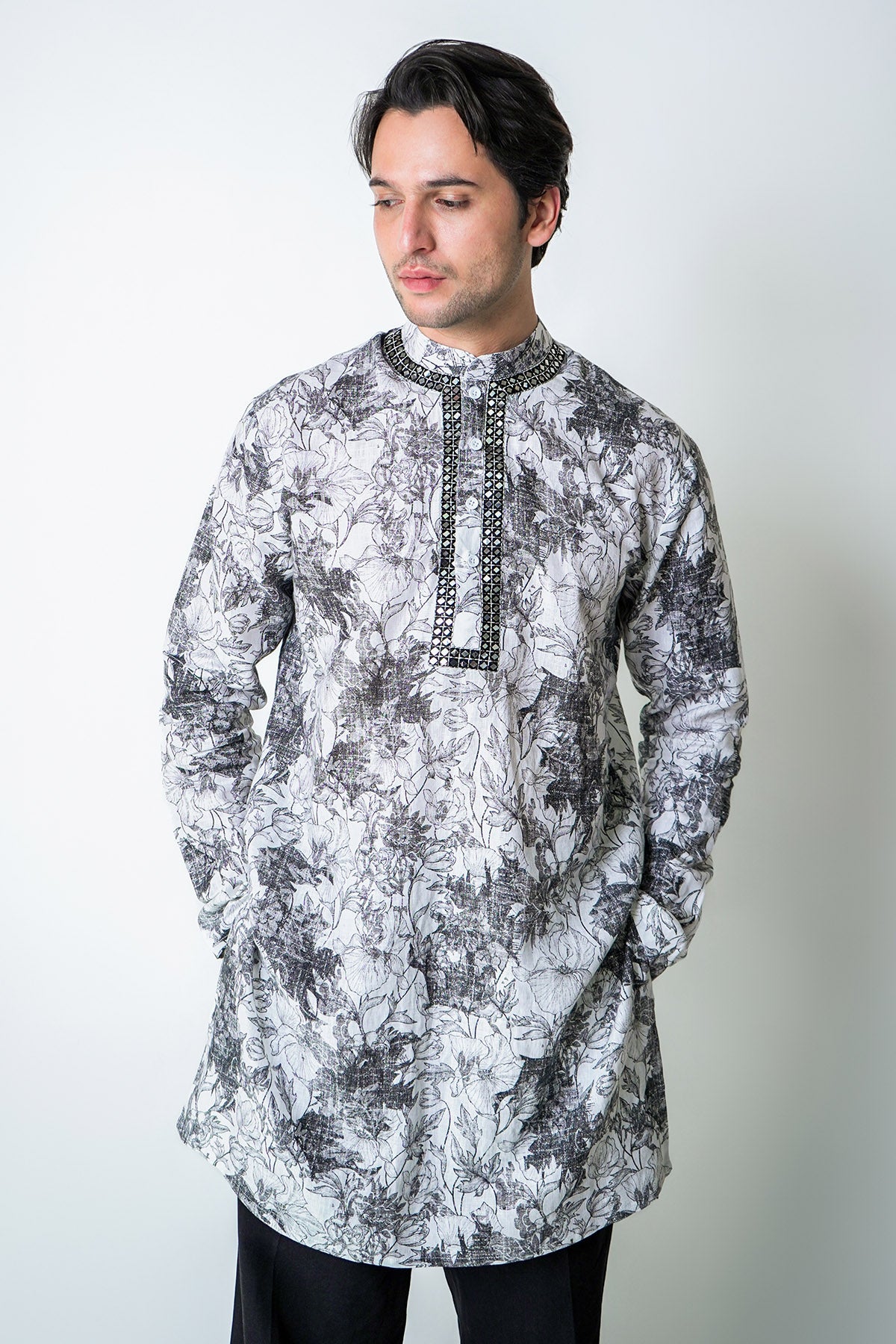 Grey Embroidered Kurta & Pants