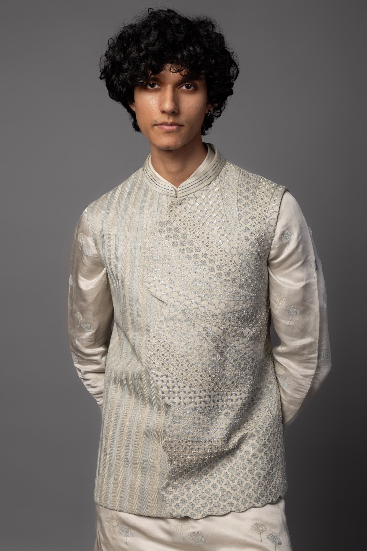 Grey Embroidery Work Kurta Set