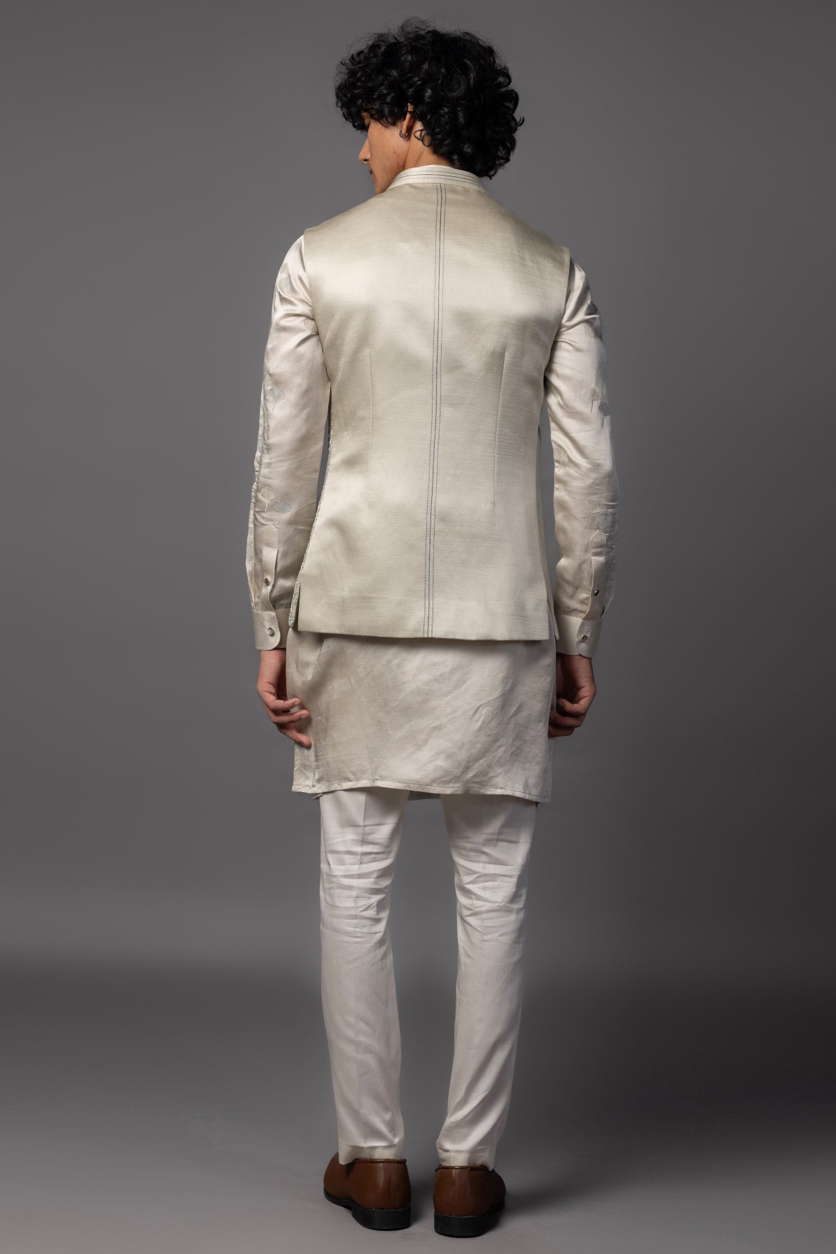 Grey Embroidery Work Kurta Set