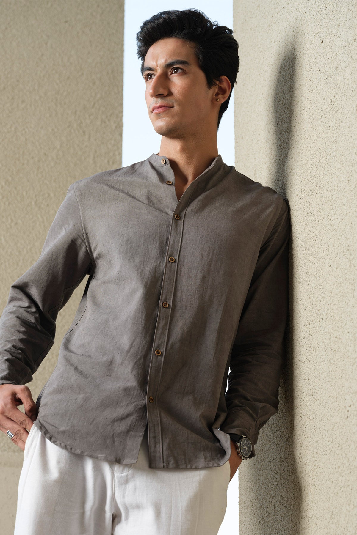 Grey Full Sleeves Organic Shirt