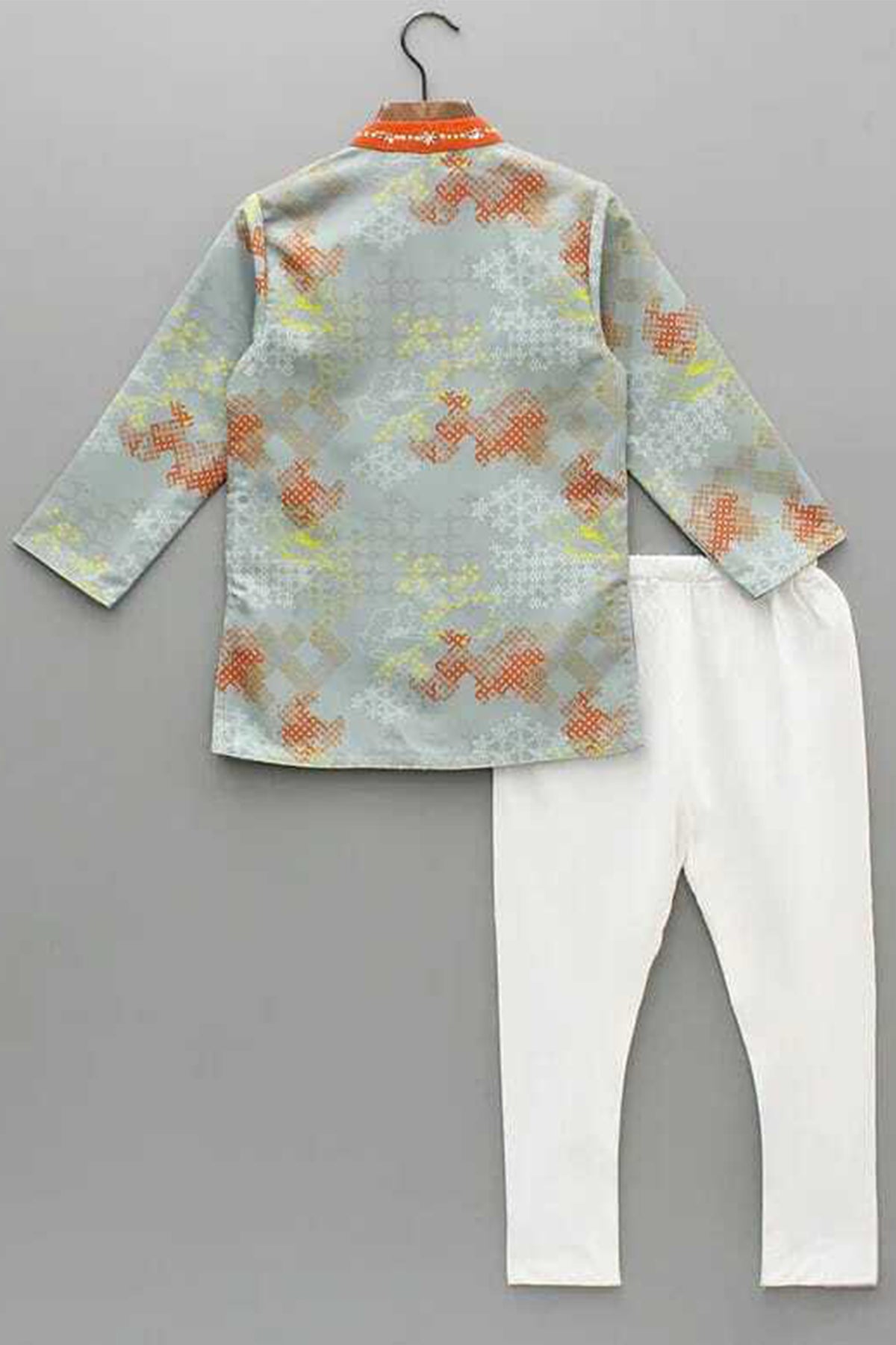 Grey Geometrical Print Kurta Set