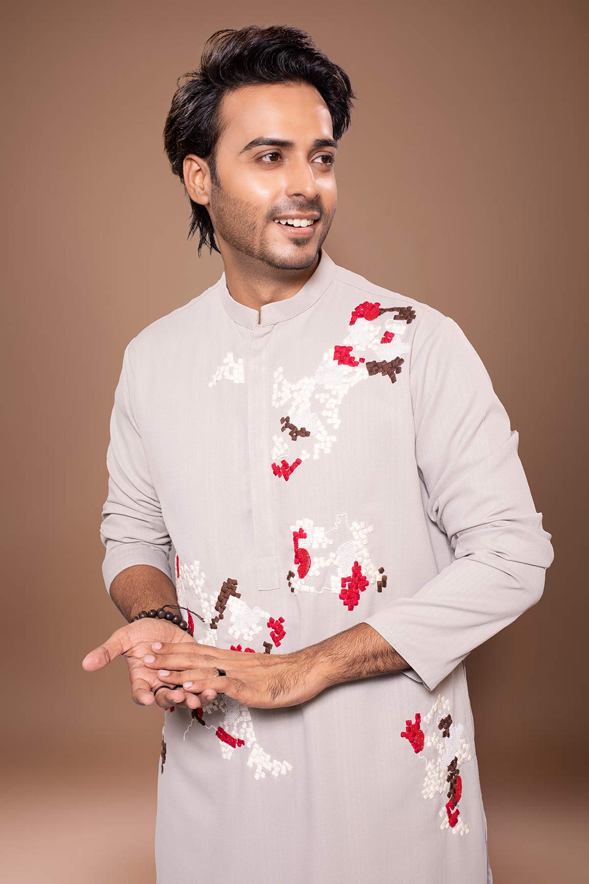 Grey Hand Zardozi Kurta & Pant