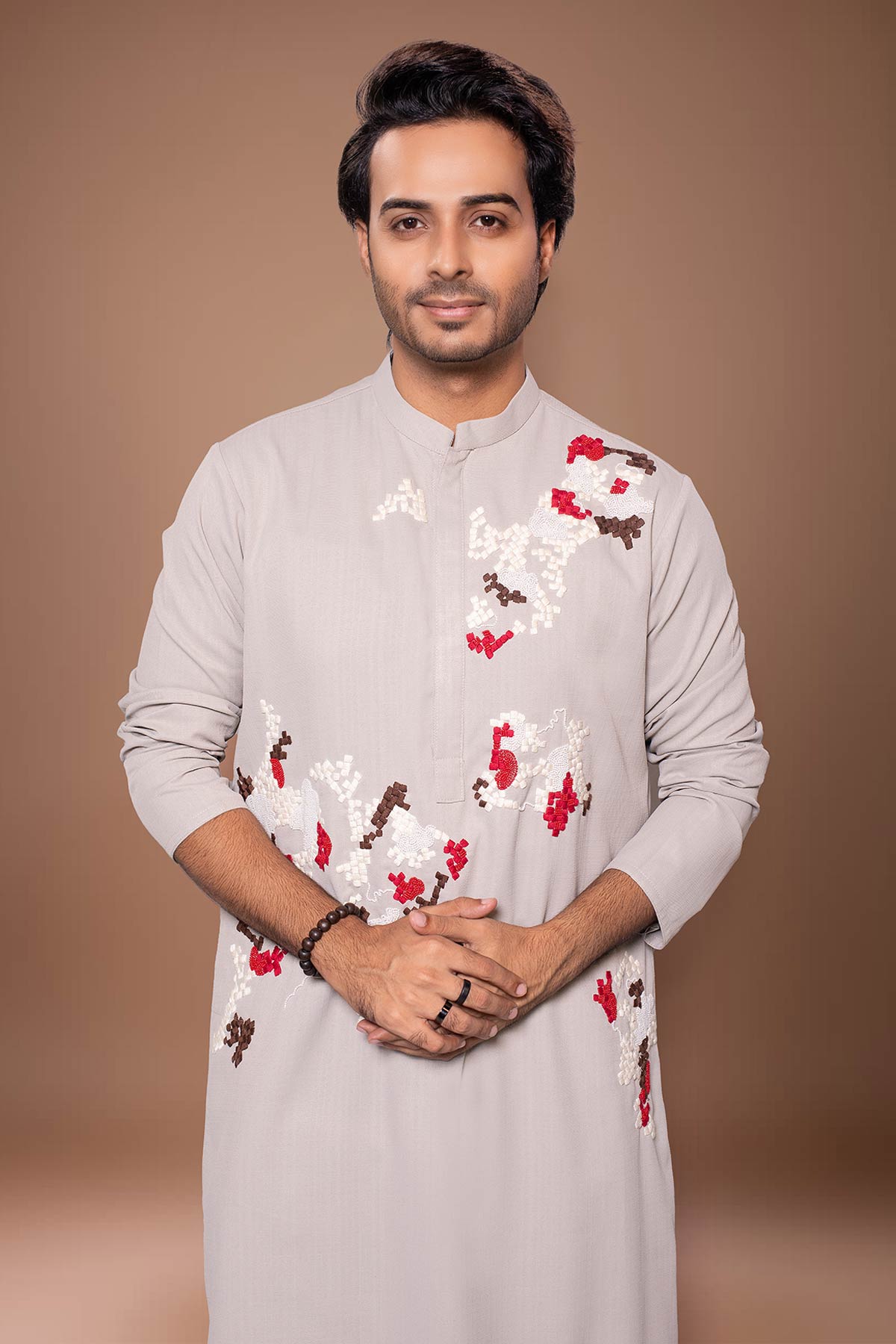 Grey Hand Zardozi Kurta & Pant