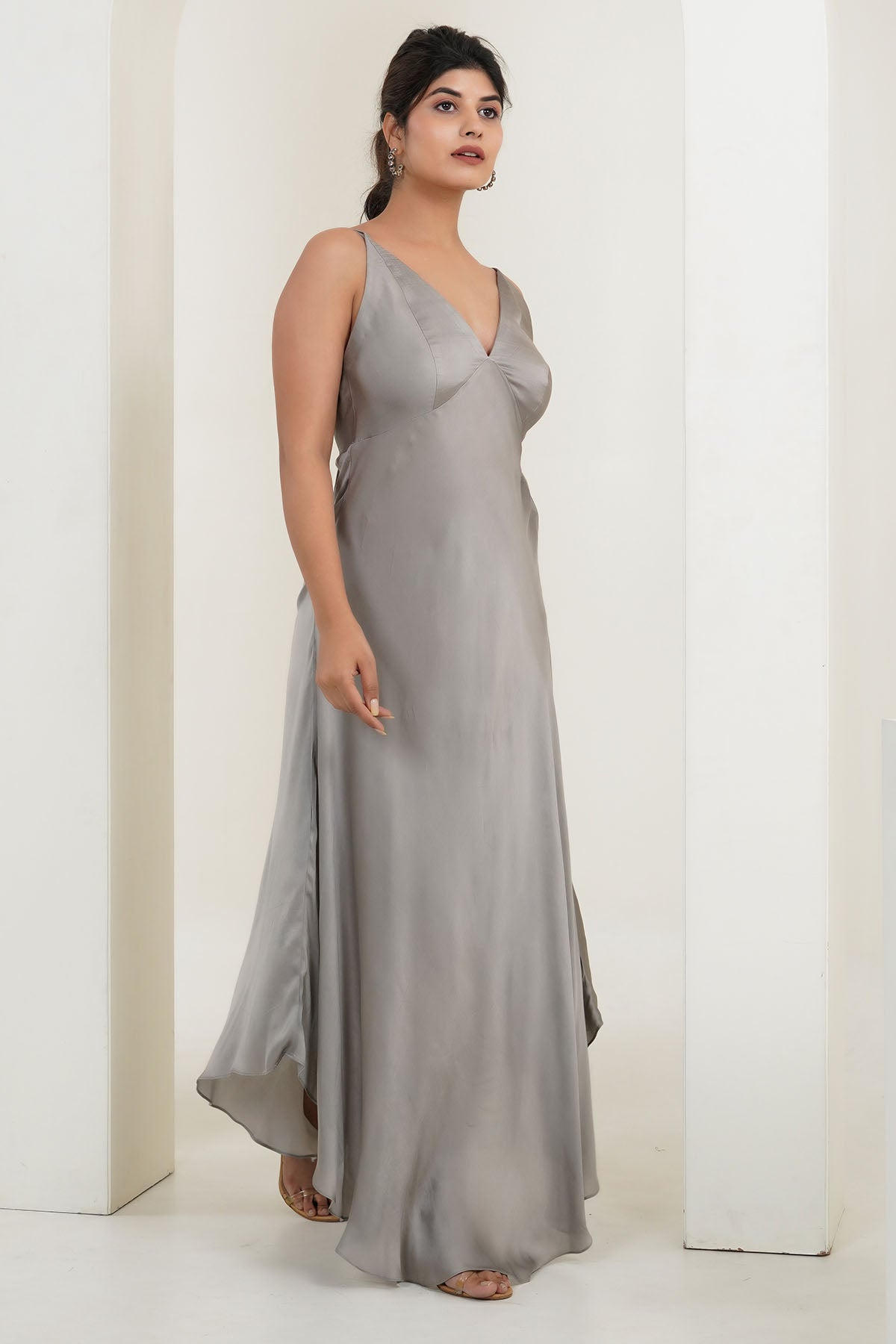 grey strappy maxi dress Miluxas Women's Cold Shoulder Spaghetti Strap Maxi Dress Cocktail Party Gown Ruffle Pleated Flowy Long formal Dress Wedding Guest Dress Gray, Size: