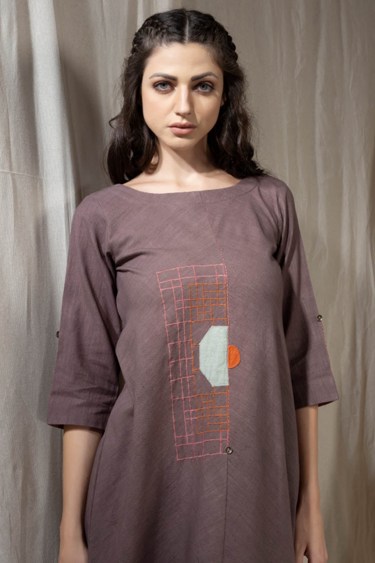 Grey Cotton Asymmetric Dress