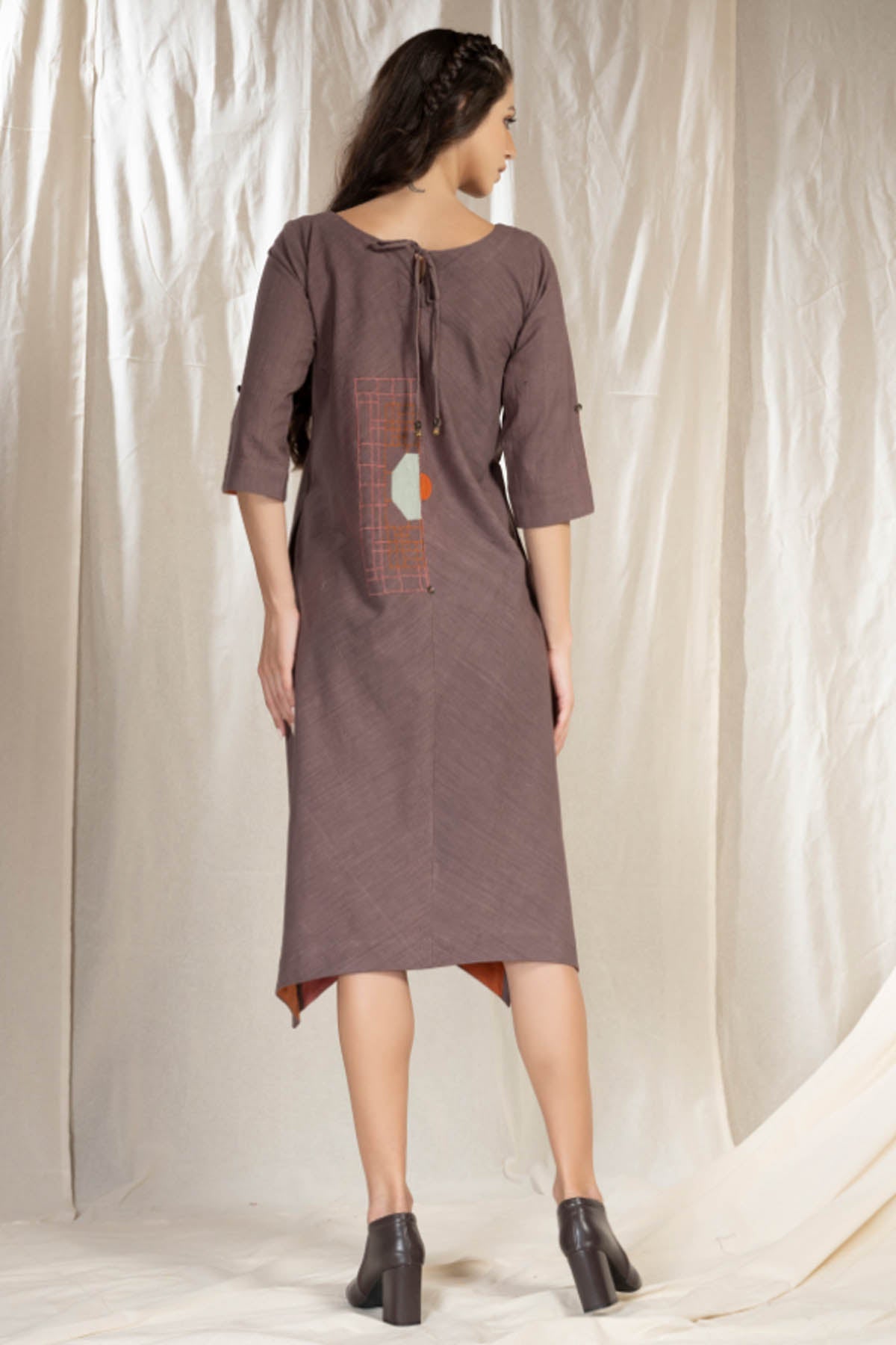 Grey Cotton Asymmetric Dress