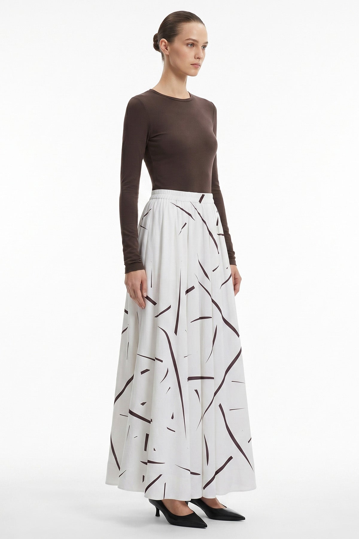 Grey Linen Blend Tailored Skirt