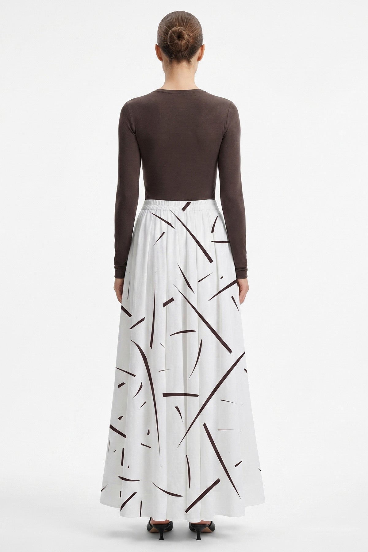 Grey Linen Blend Tailored Skirt