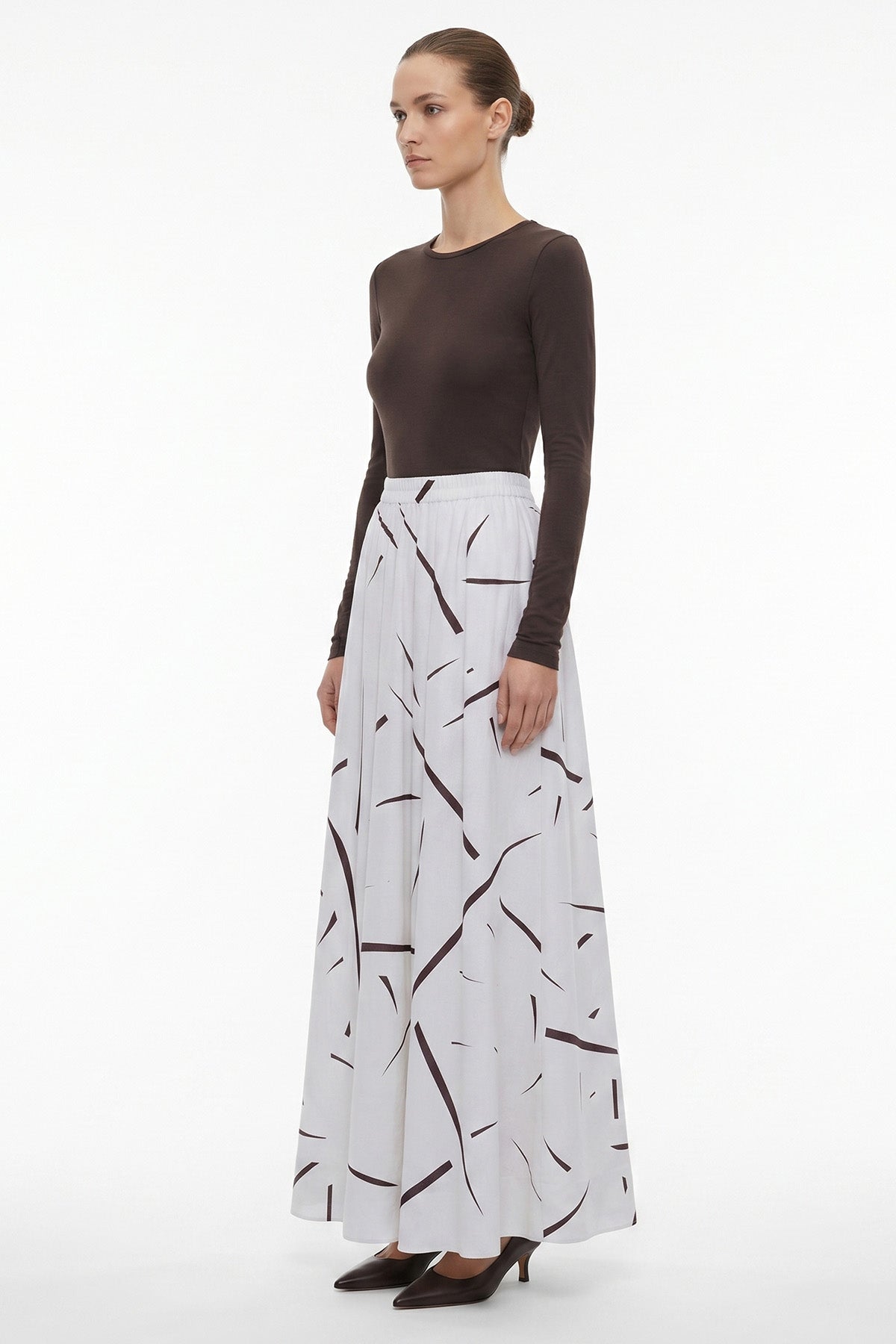 Grey Linen Blend Tailored Skirt