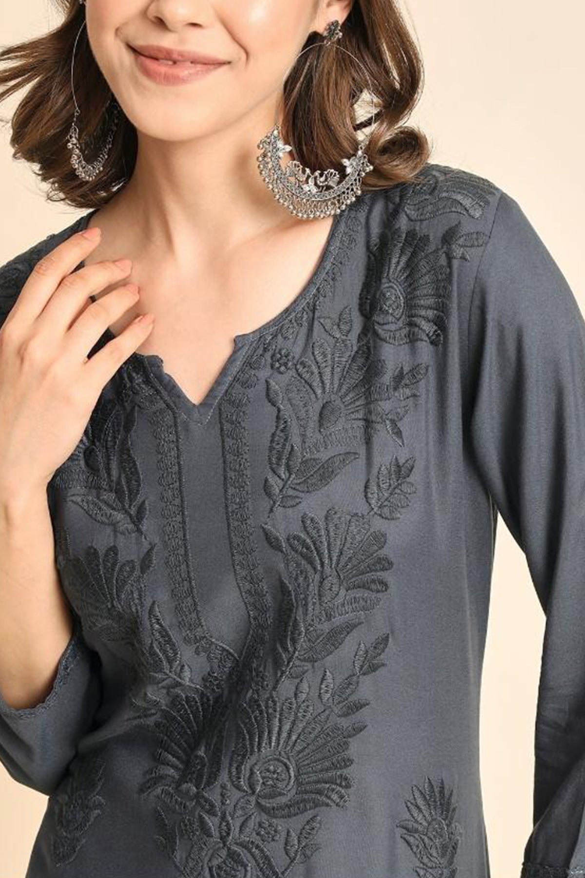 Grey Lucknowi Chikankari Kurta