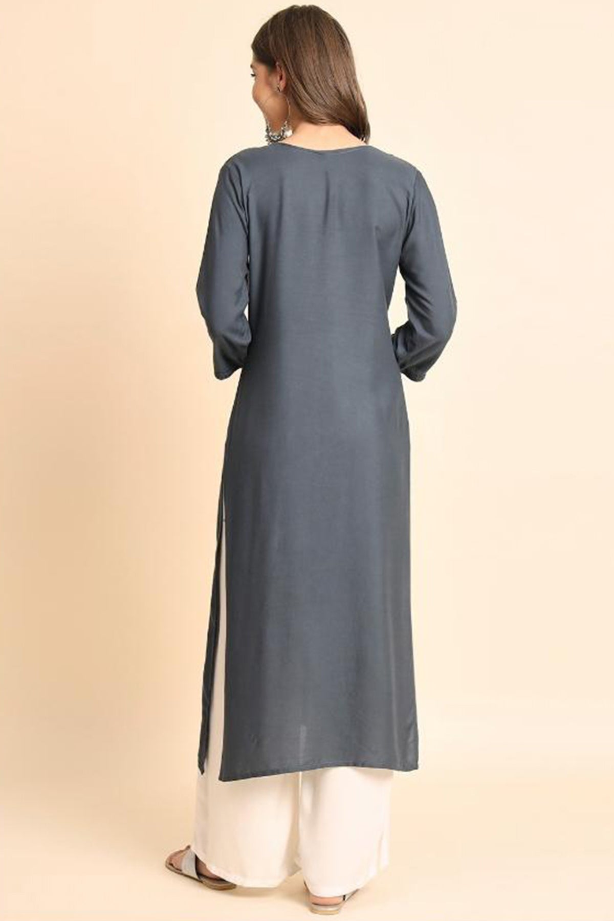 Grey Lucknowi Chikankari Kurta