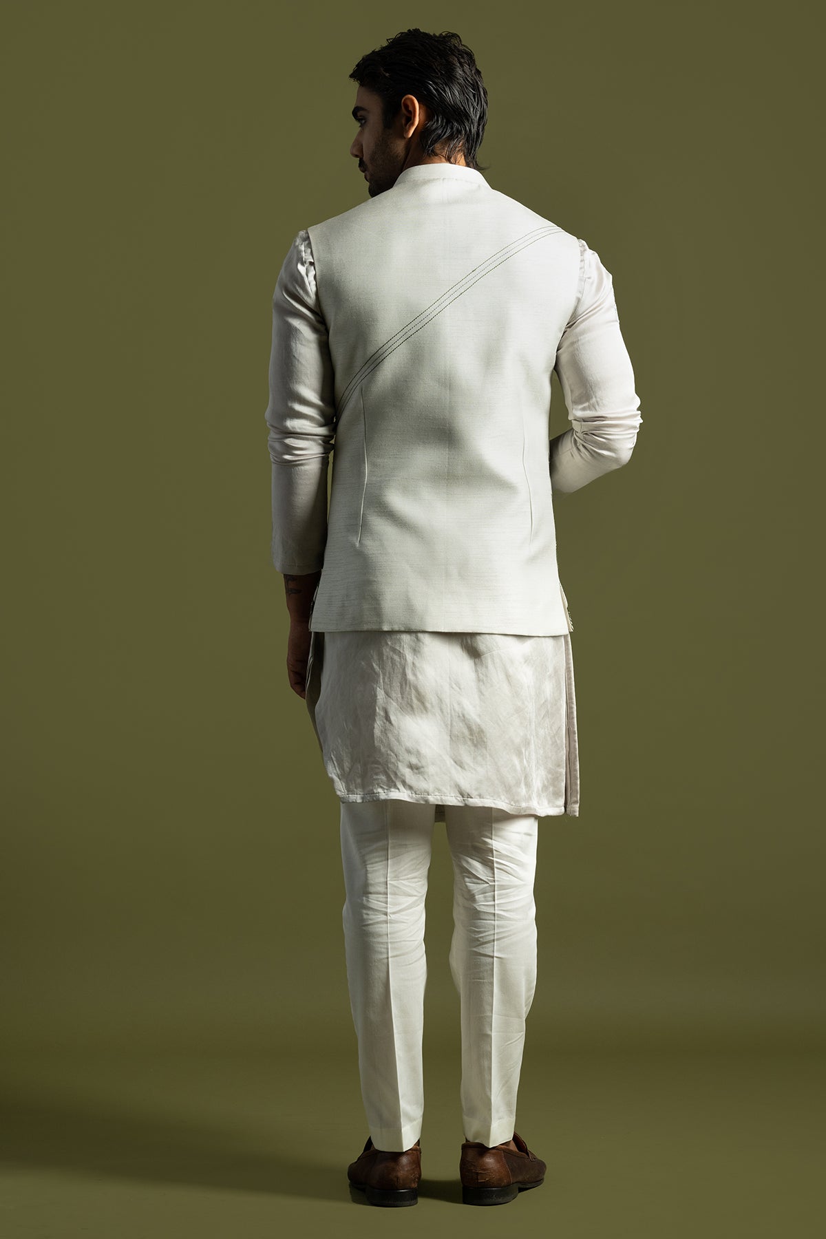 Grey Motifs & Thread Kurta Set