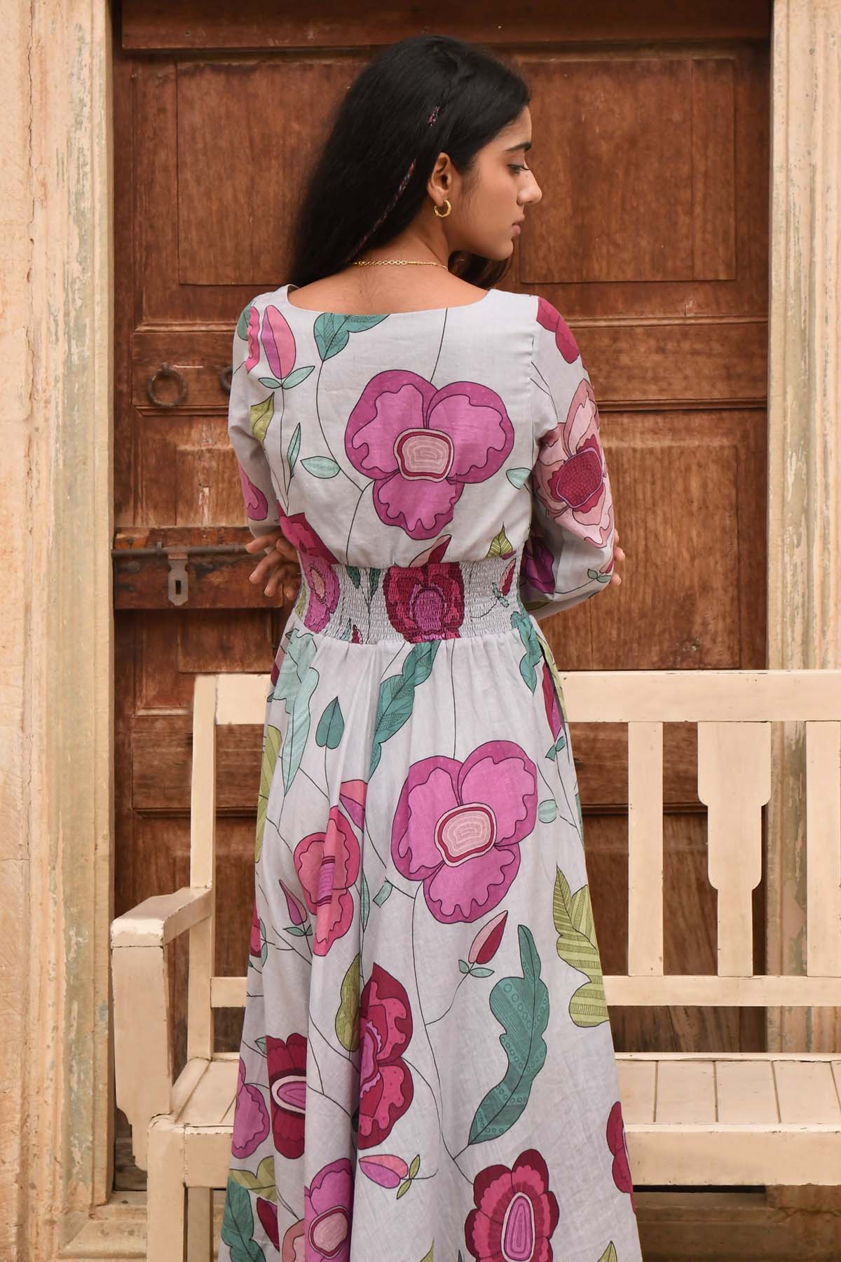 Grey Mulmul Square Neck Dress