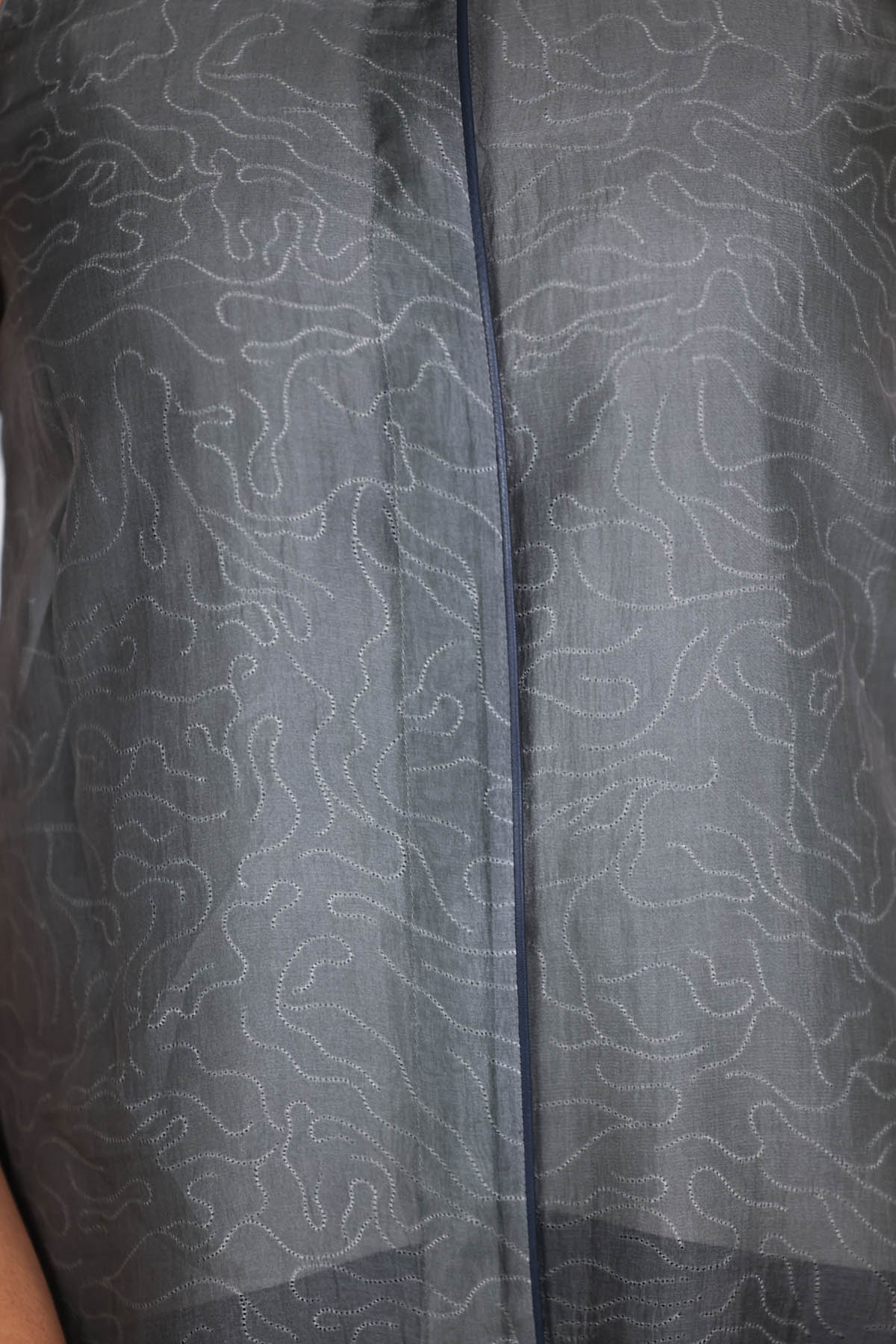 Grey Organza Sleeveless Shirt