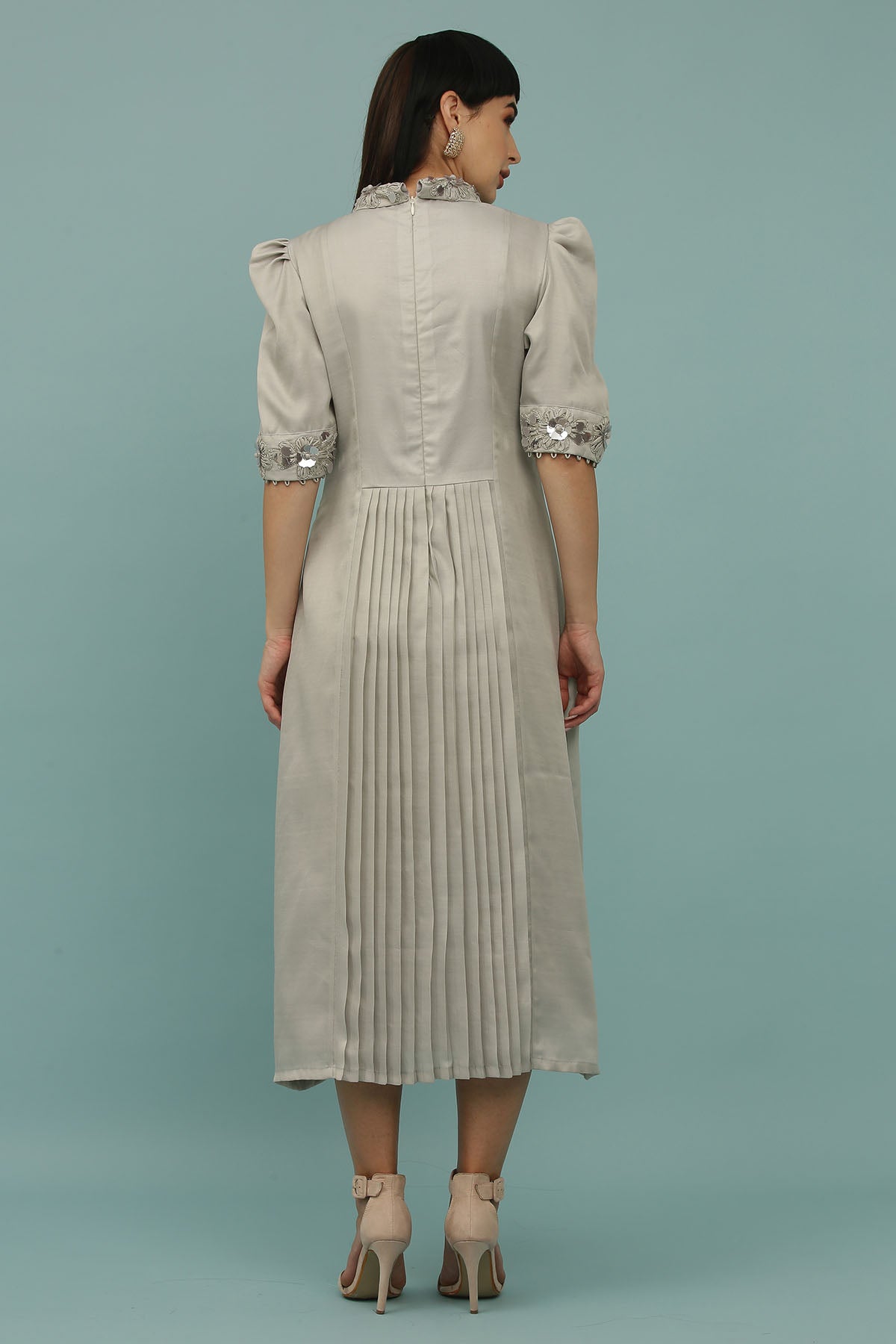 Grey Patchwork A-Line Dress