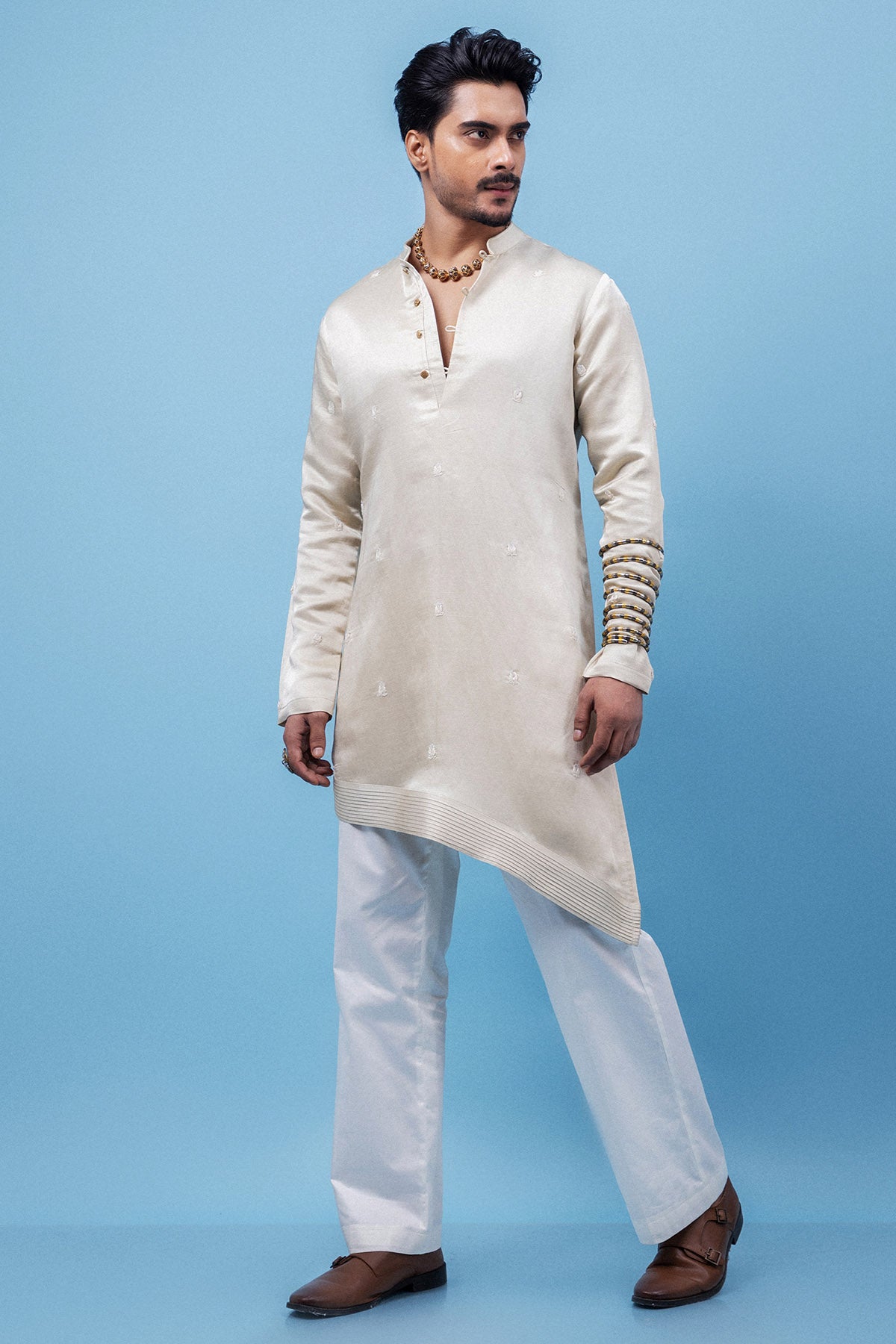Grey Pintuck Detailing Kurta