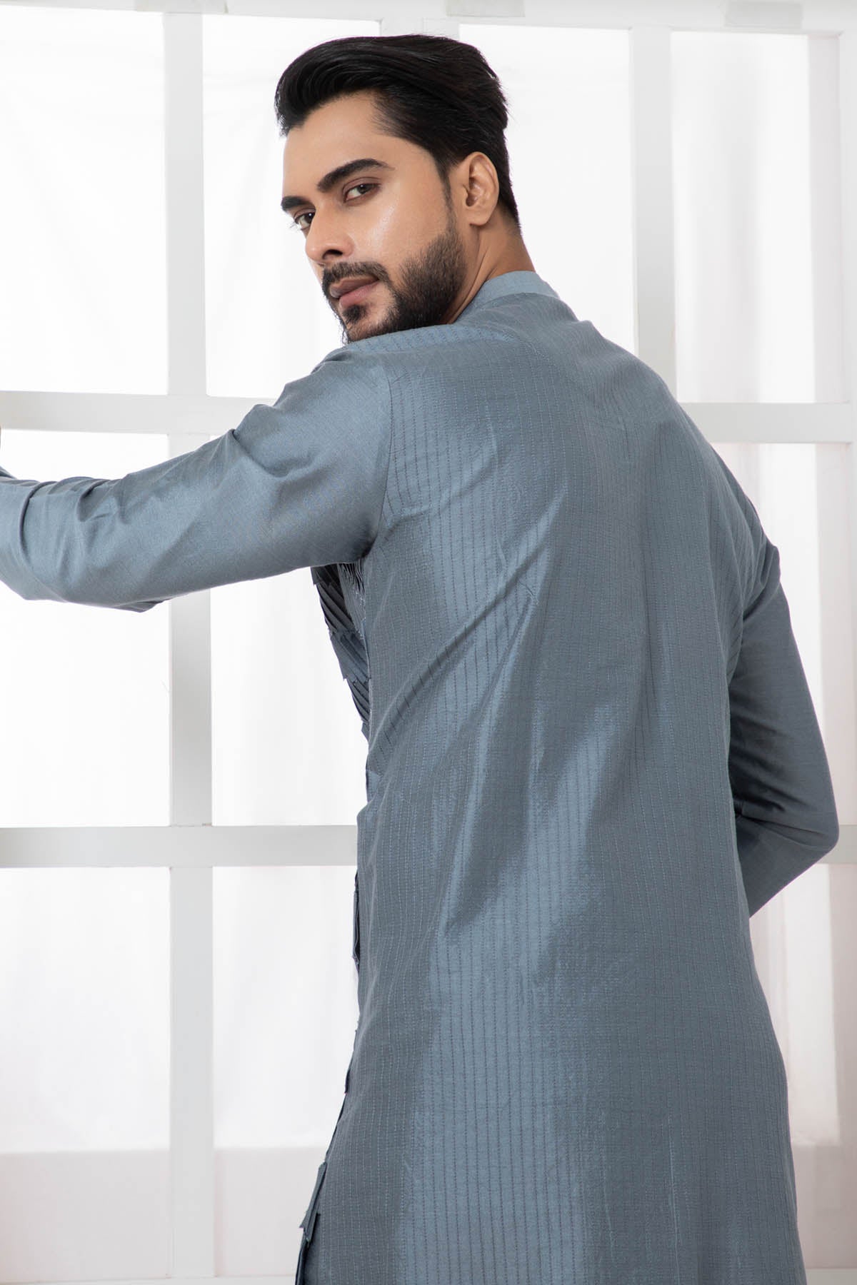 Grey Pintuck Kurta & Pajama