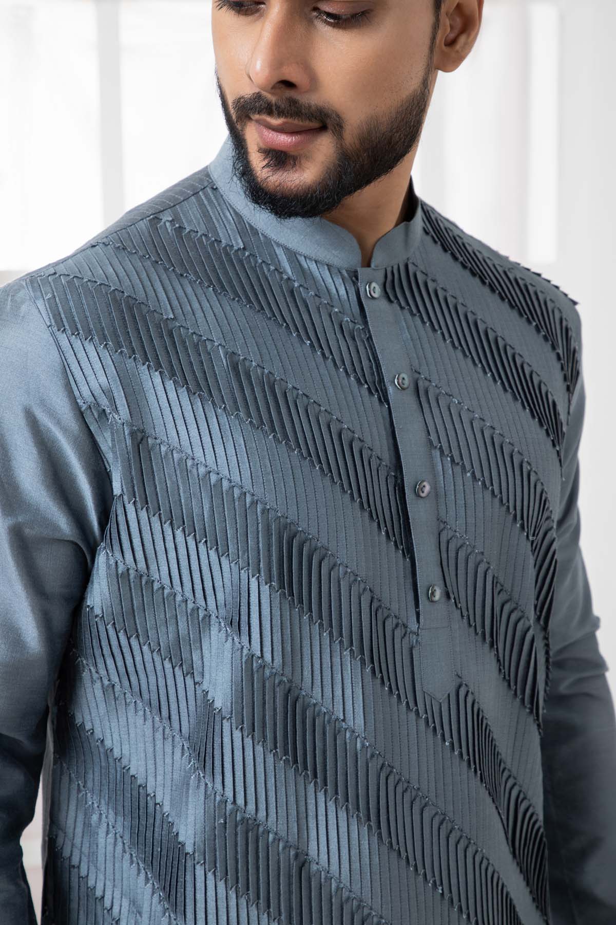 Grey Pintuck Kurta & Pajama