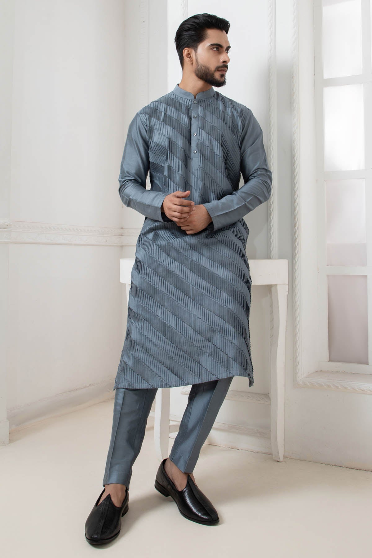 Buy Grey Pintuck Kurta & Pajama Online