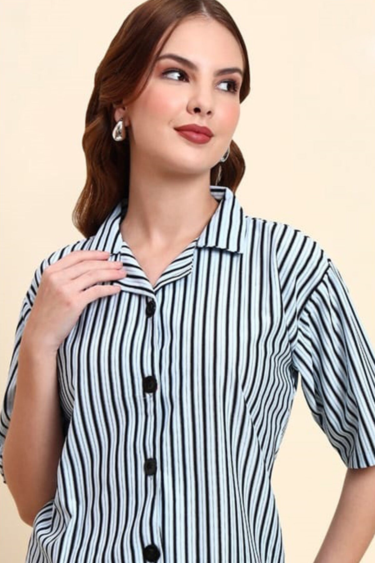 Grey Poly Cotton Printed Shirt