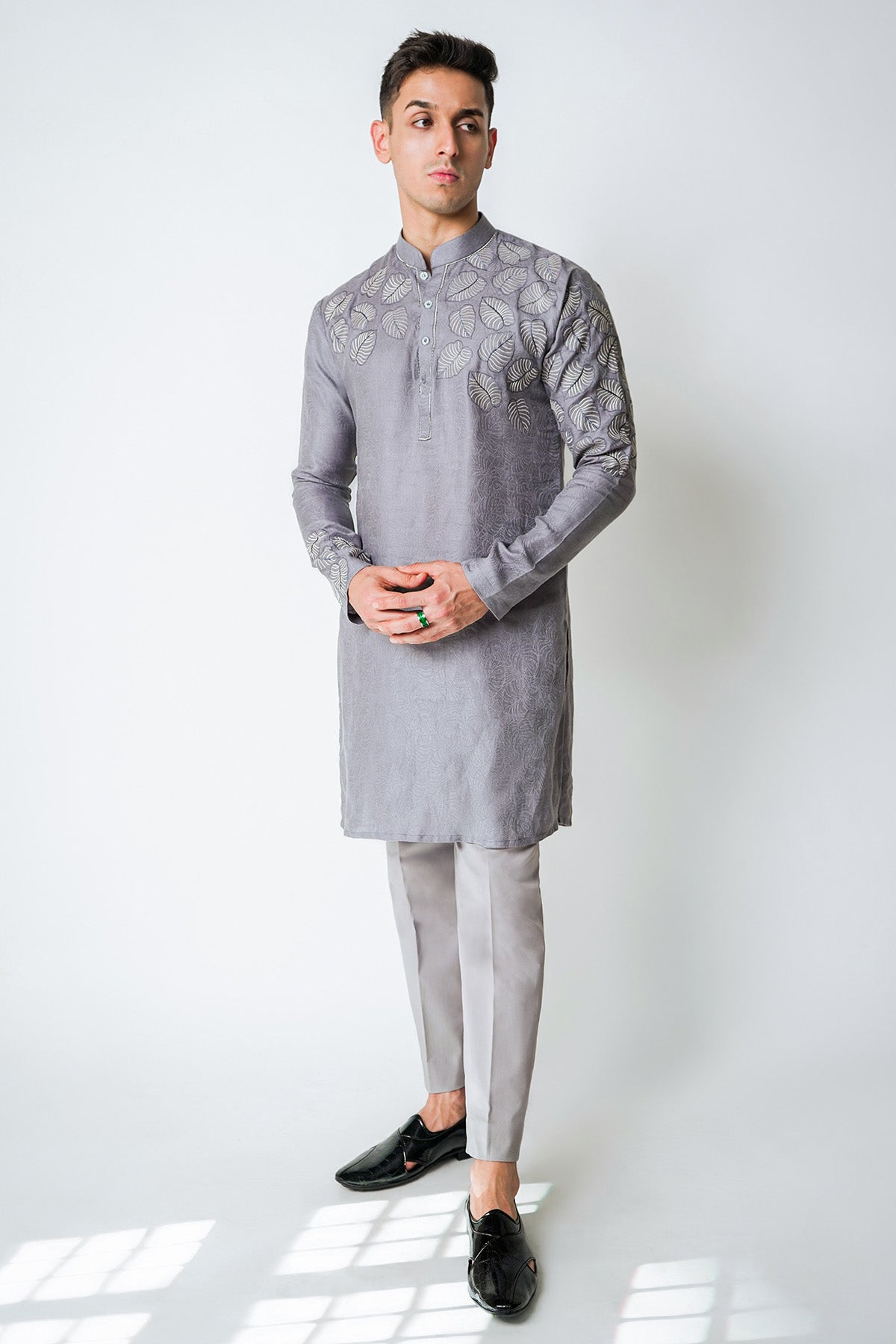 Grey Printed Kurta And Pants