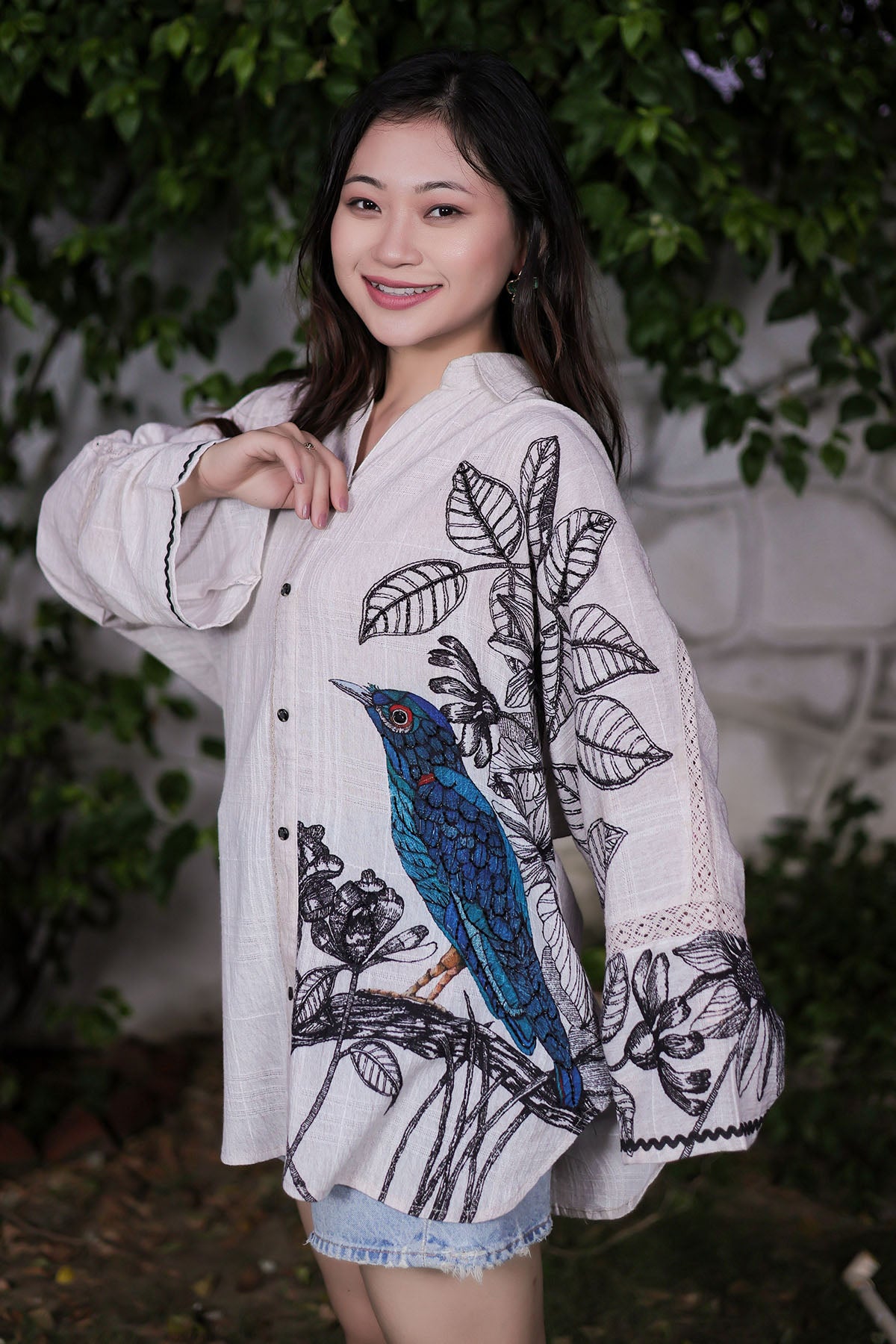 Grey Printed Loose Fit Shirt