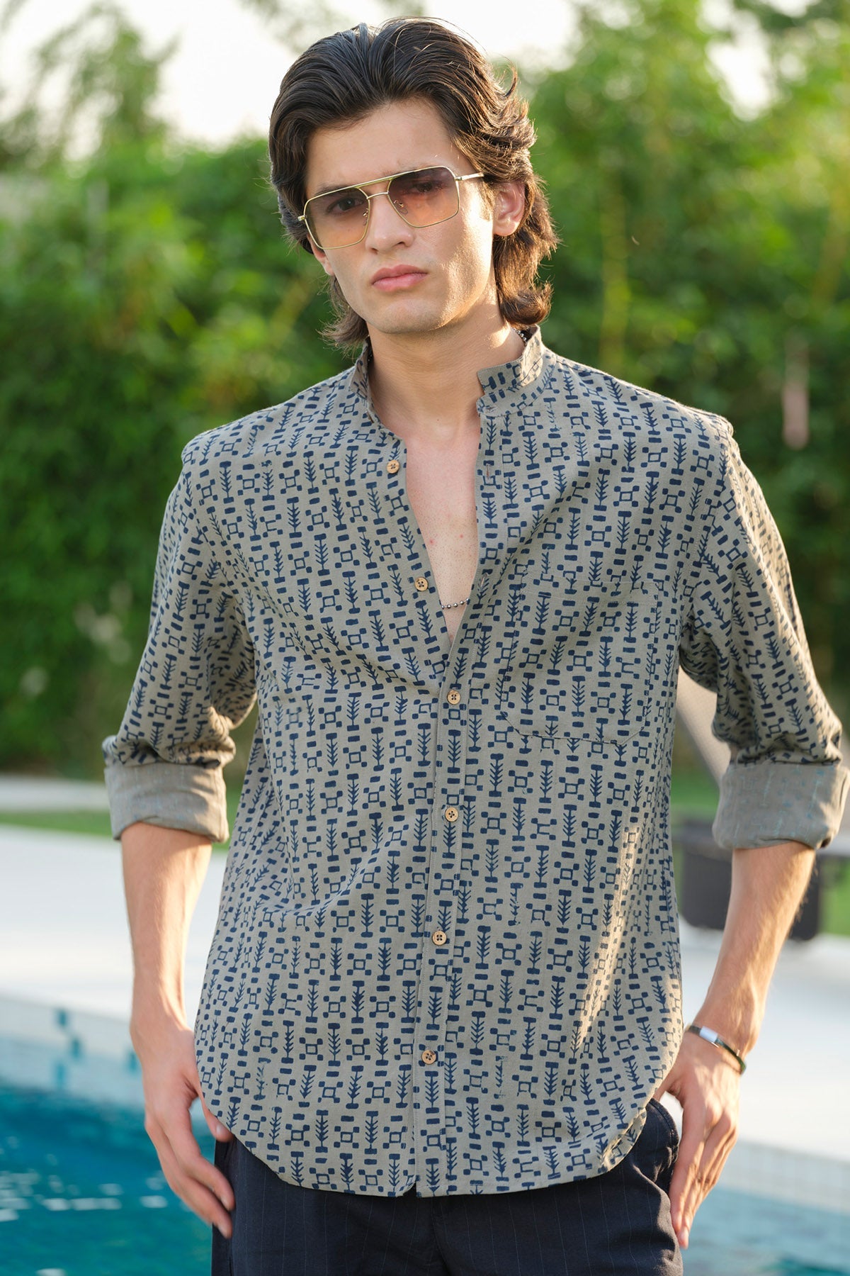 Buy Grey Printed Short Sleeves Shirt by Vasudhaa Vastrram for men online at ScrollnShops