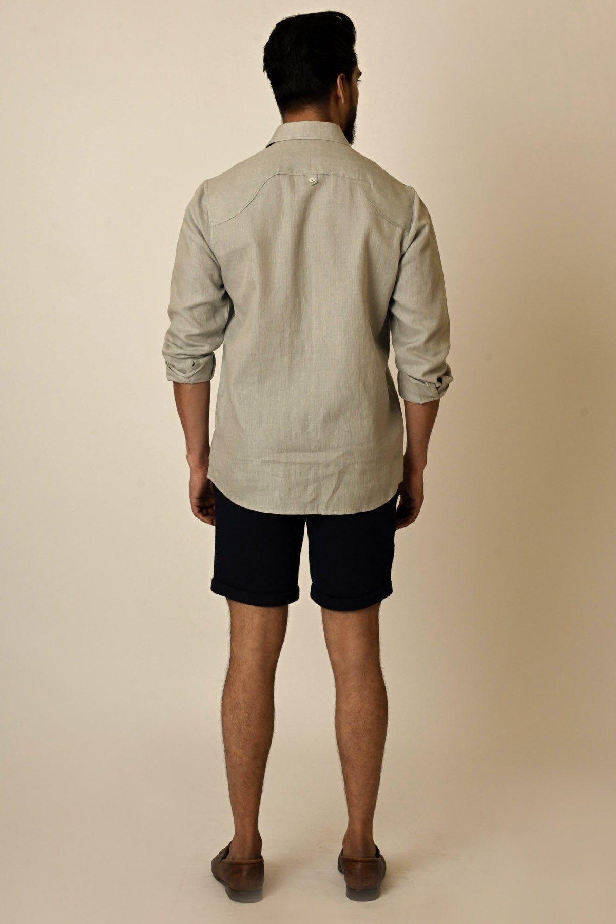 Grey Pure Linen Thread Shirt
