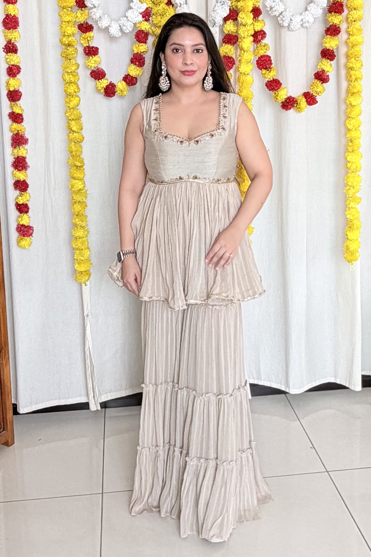 Grey Raw Silk Texture Kurta Set