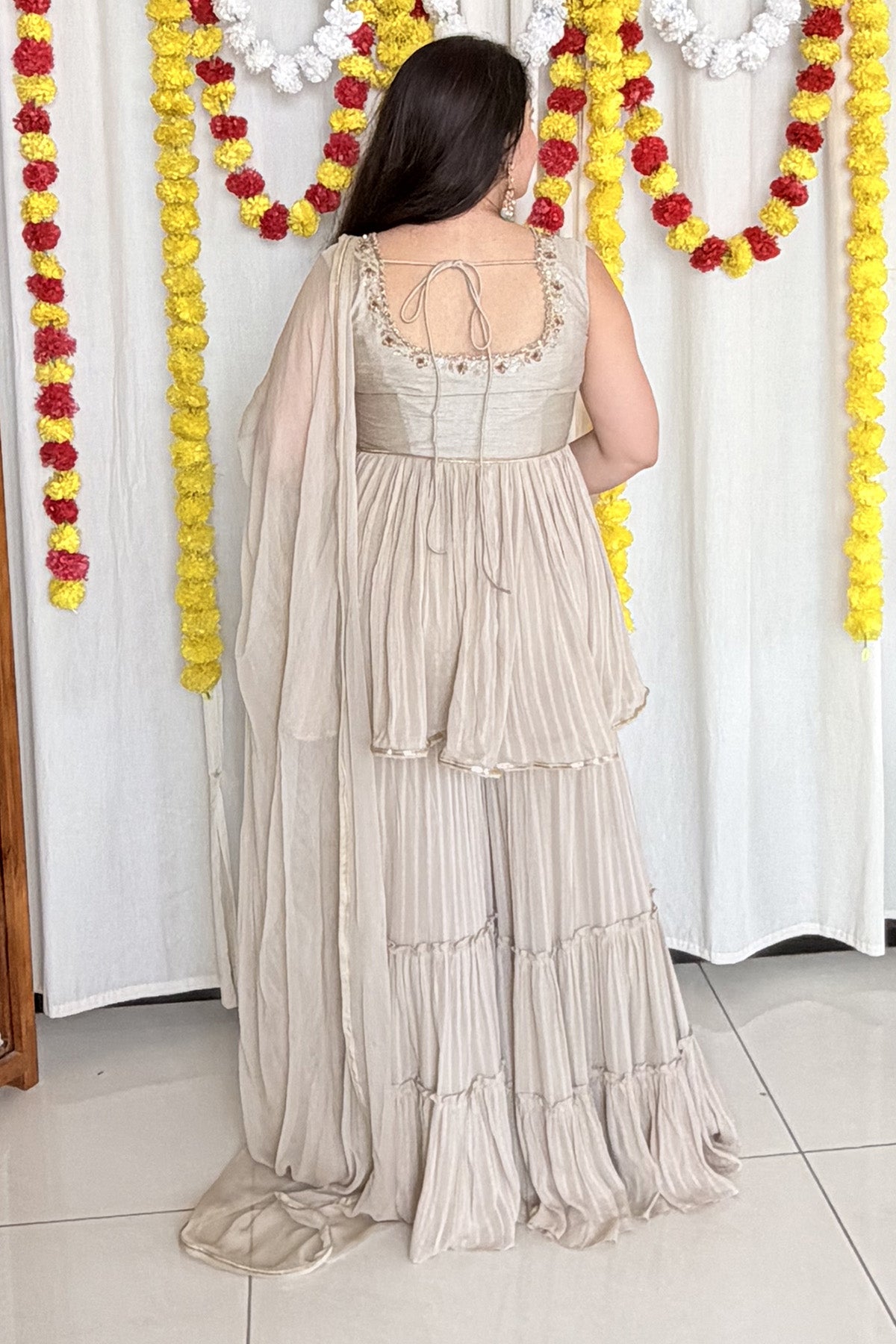 Grey Raw Silk Texture Kurta Set