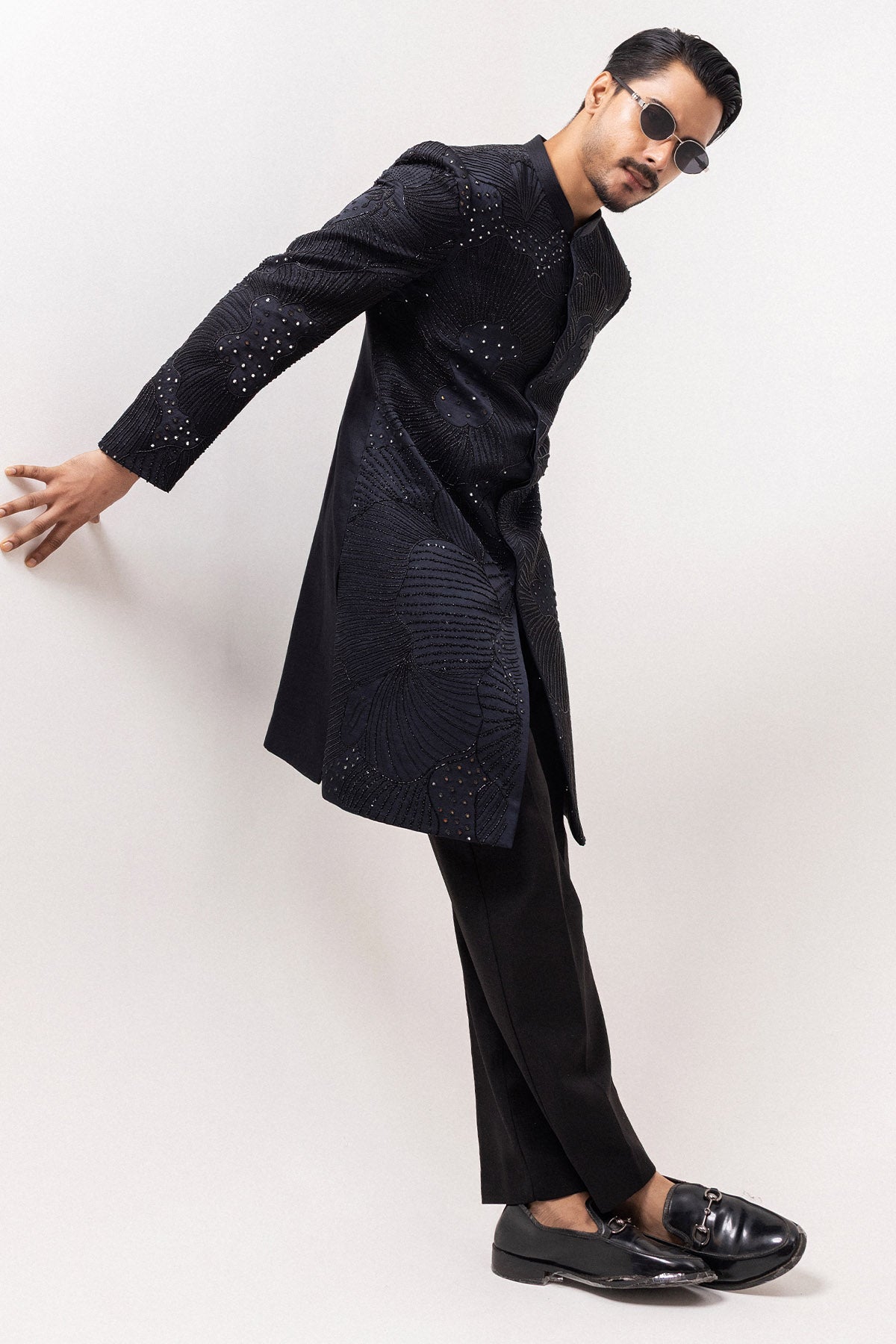 Grey Resham Embroidery Jacket