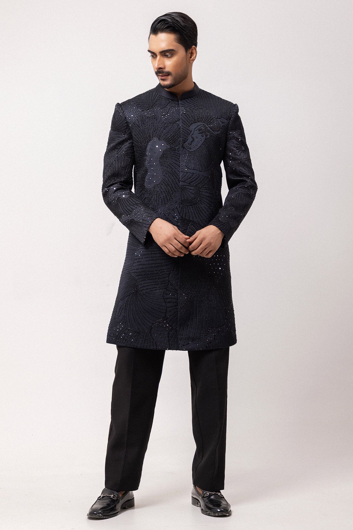 Grey Resham Embroidery Jacket