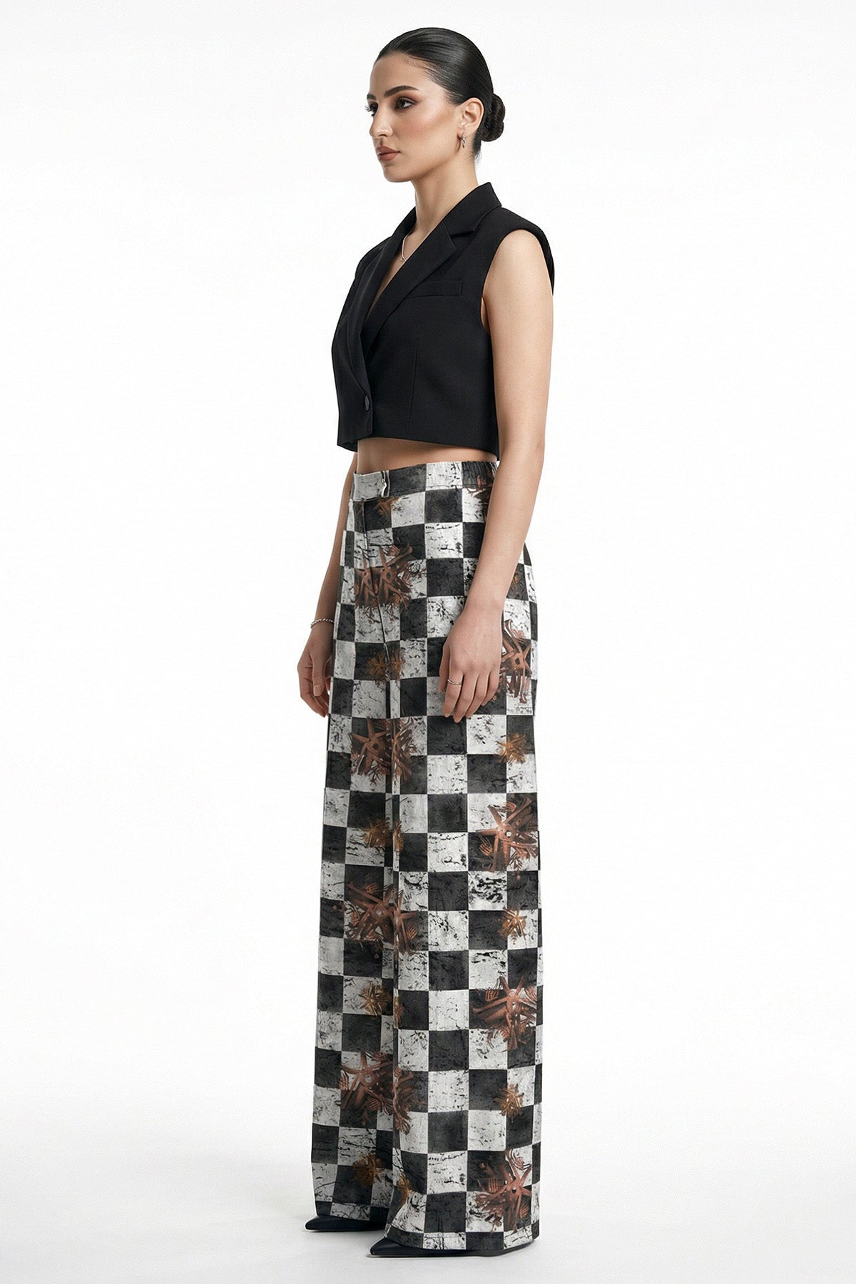Grey Satin Wide Trouser Pant