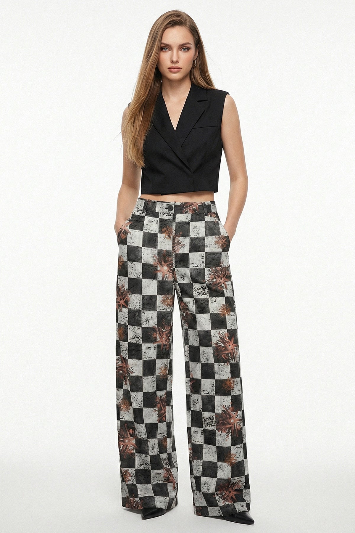 Grey Satin Wide Trouser Pant