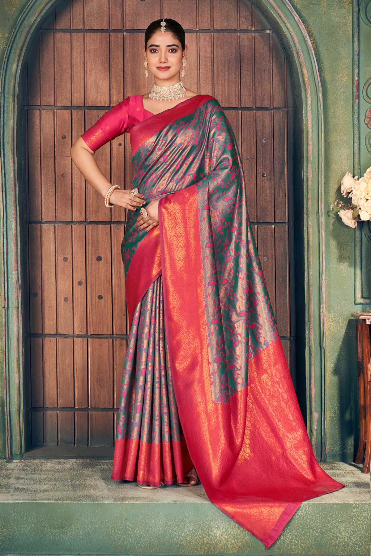 Buy Grey Silk All Zari Woven Saree for women by Jyoti Fashion online available at scrollnshops