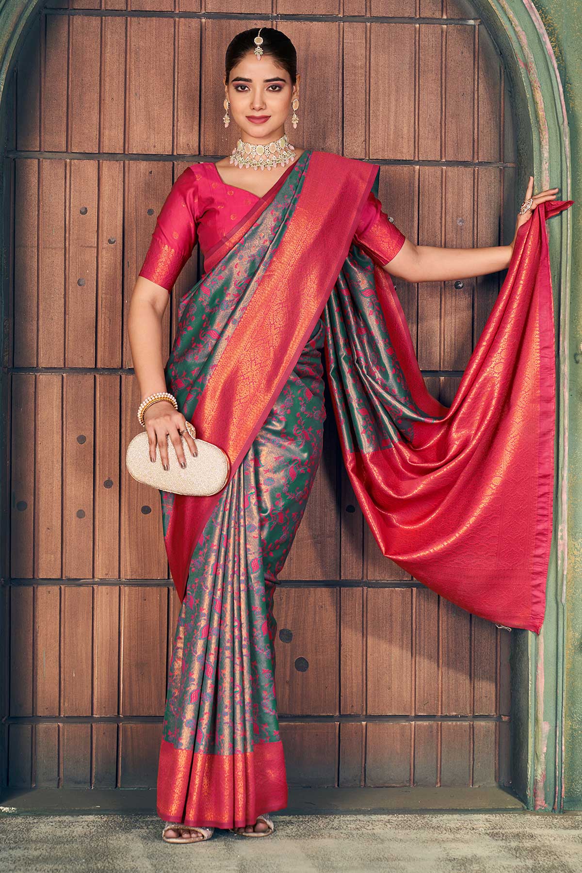 Grey Silk All Zari Woven Saree
