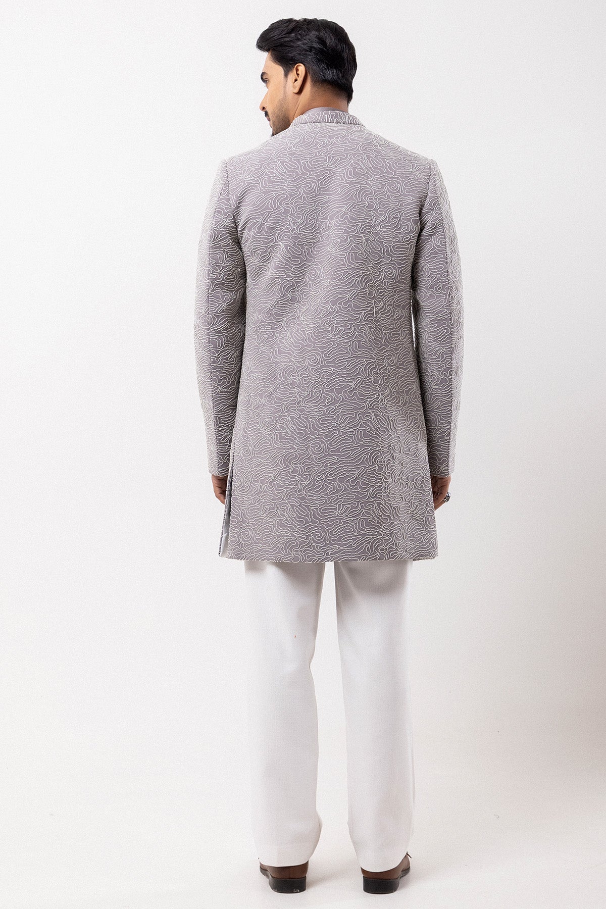 Grey Stretchable Open Jacket