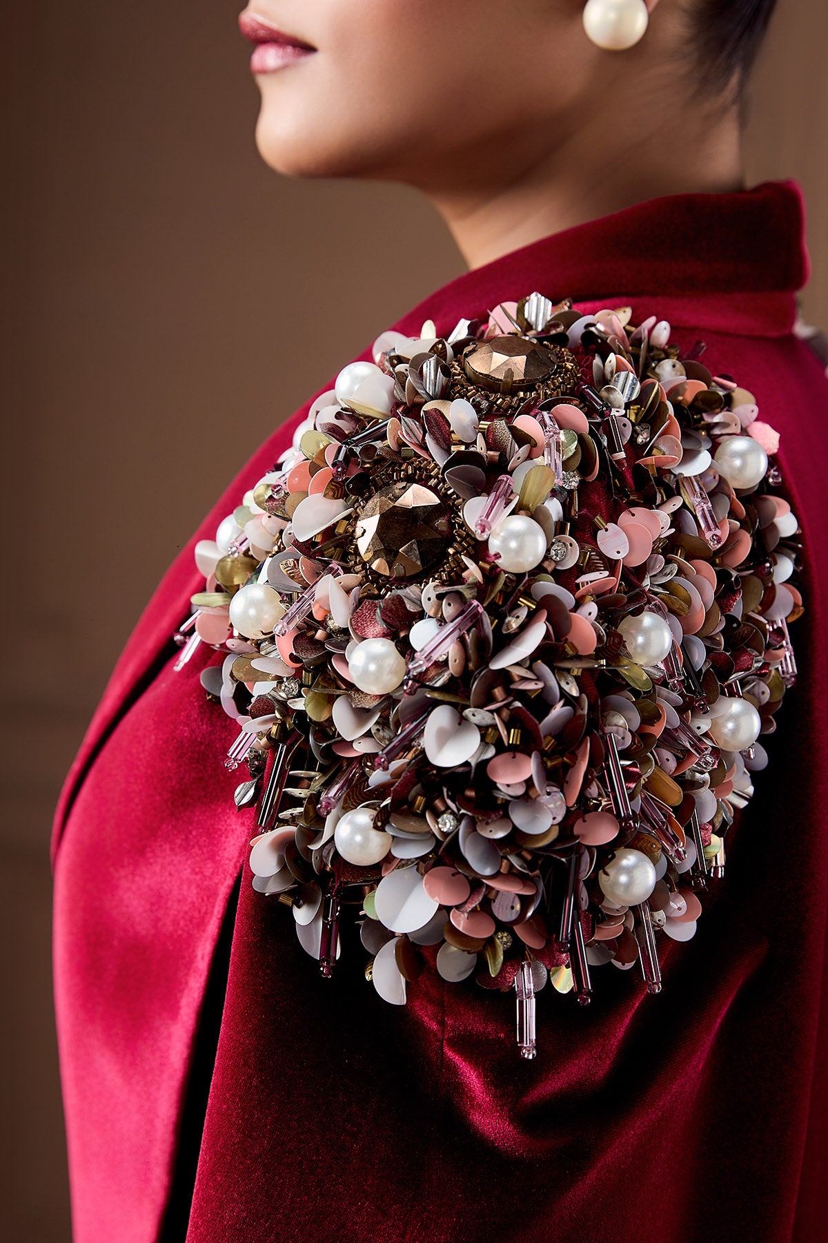 Grey Swarovski Work Skirt Set