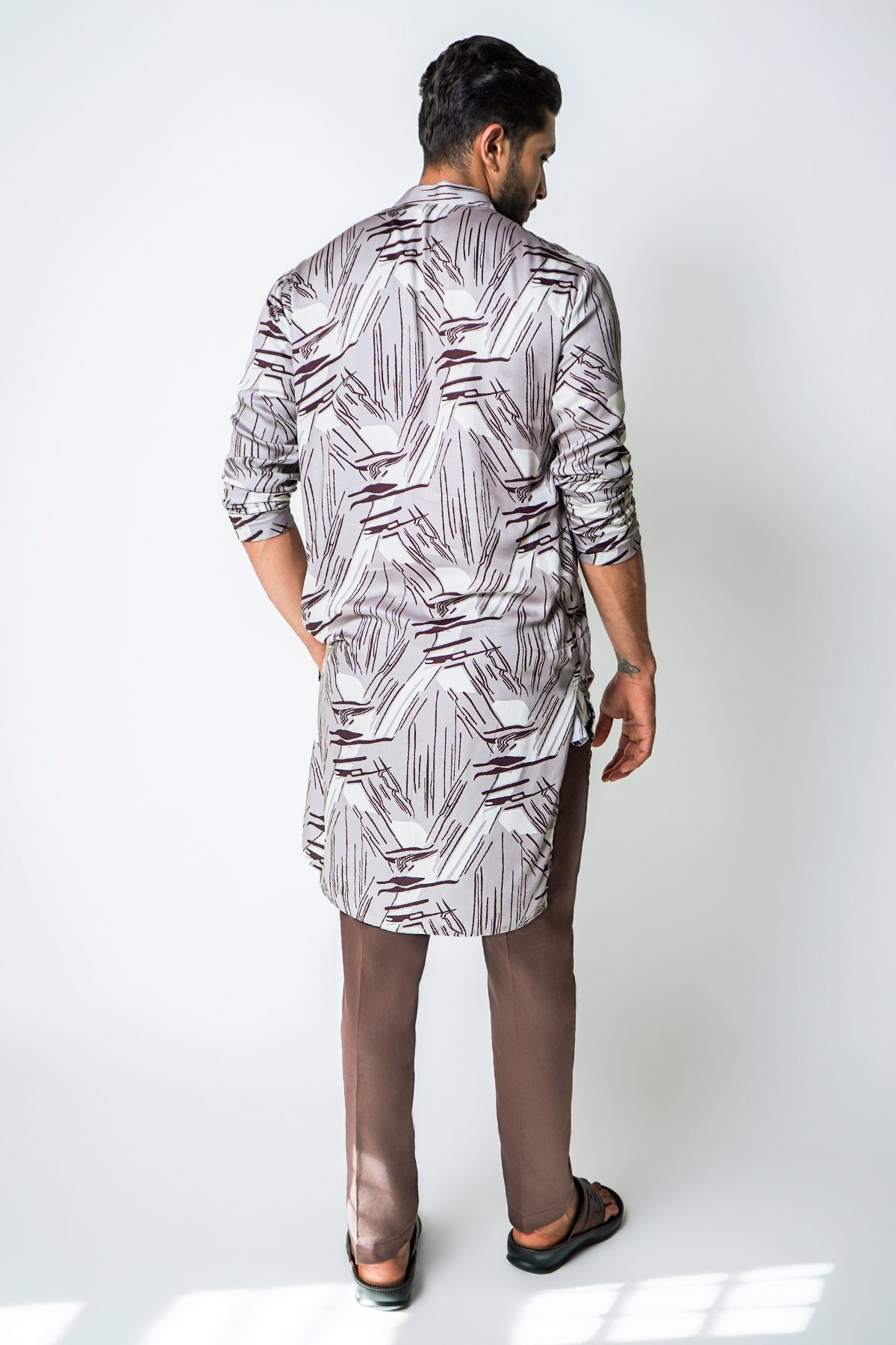 Grey Tencel Printed Kurta Set