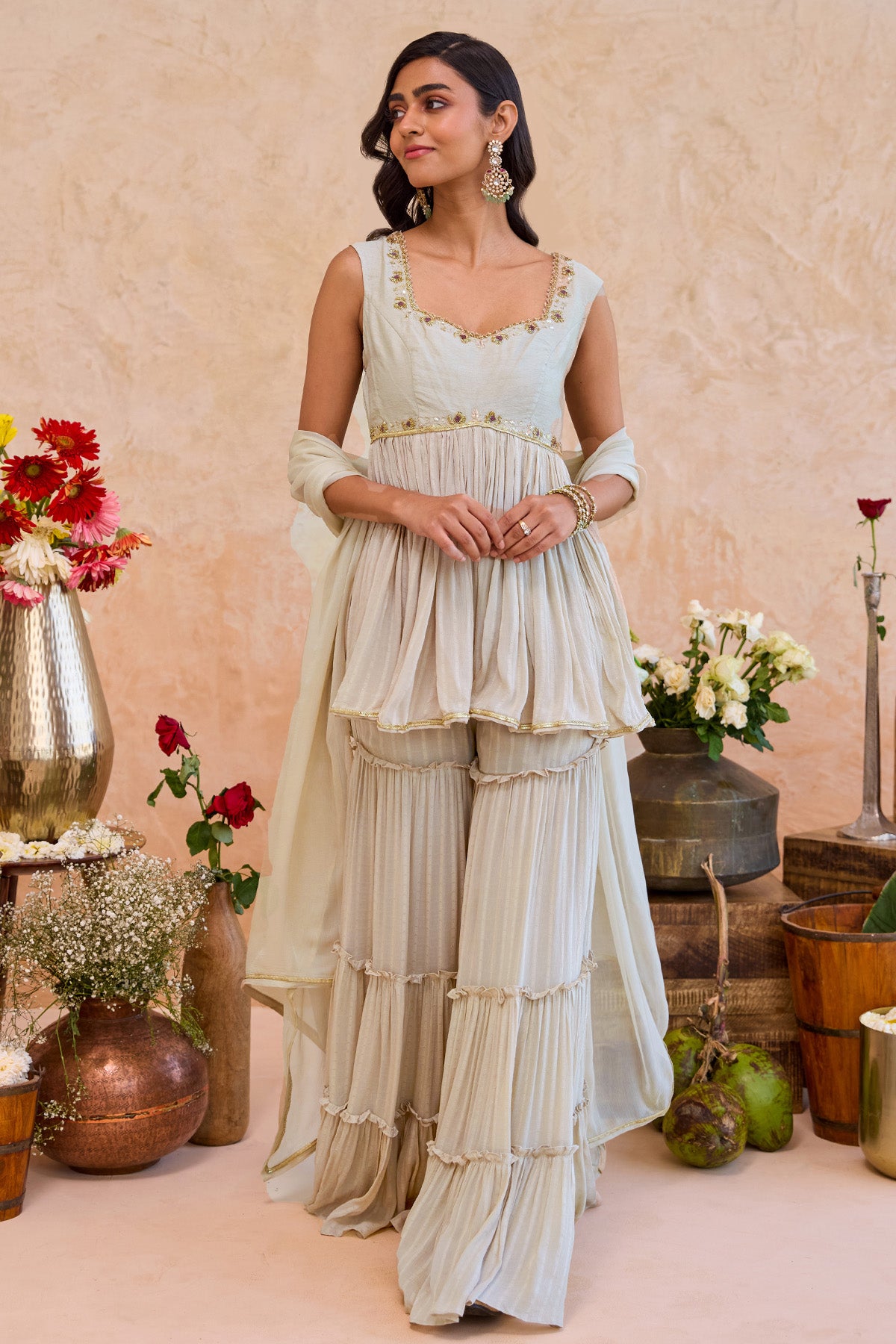 Grey Tonal Embroidery Kurta Set