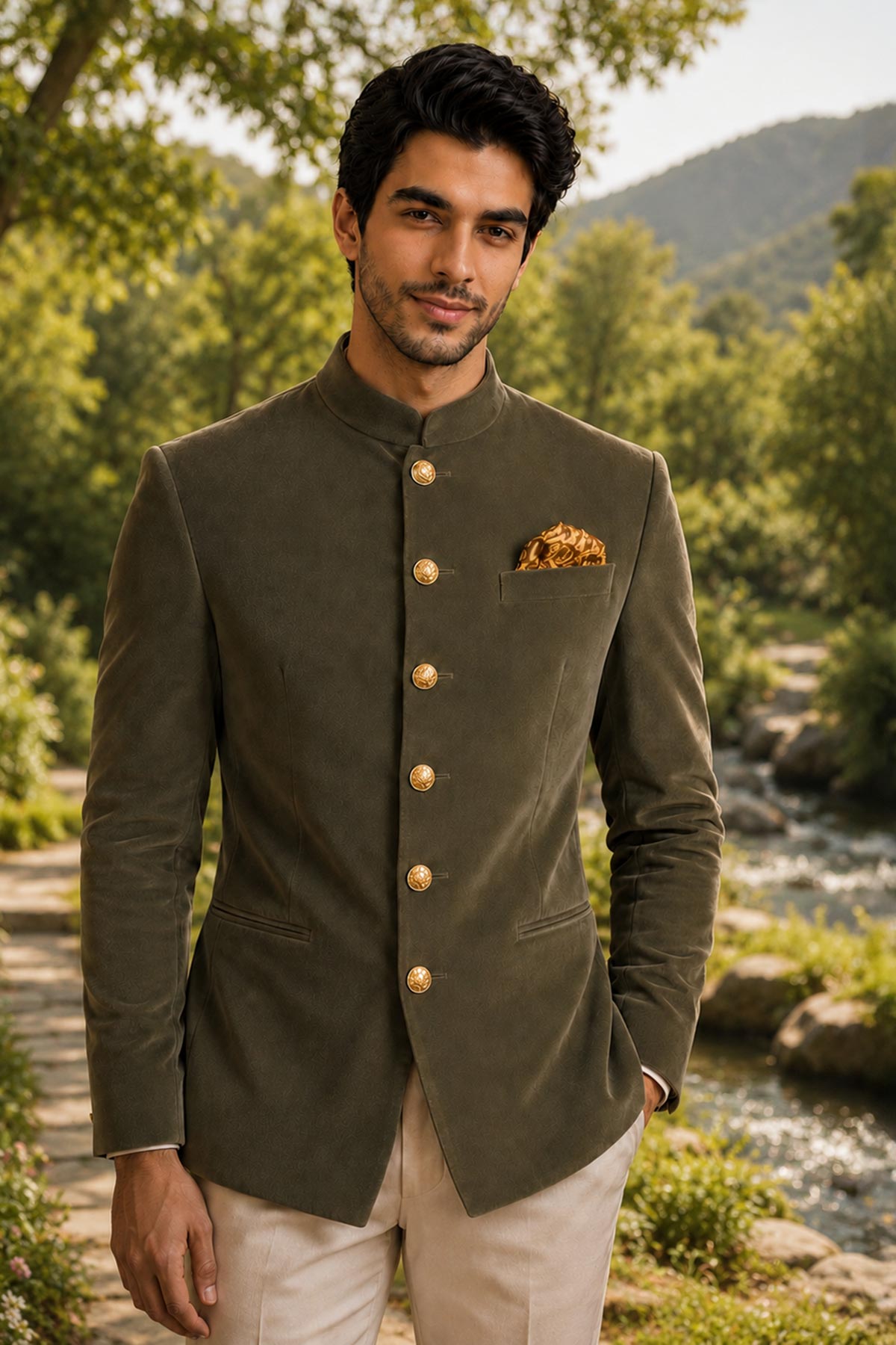 Buy Grey Velvet Work Jodhpuri Suit for men by Aastha Fashion online available at scrollnshops
