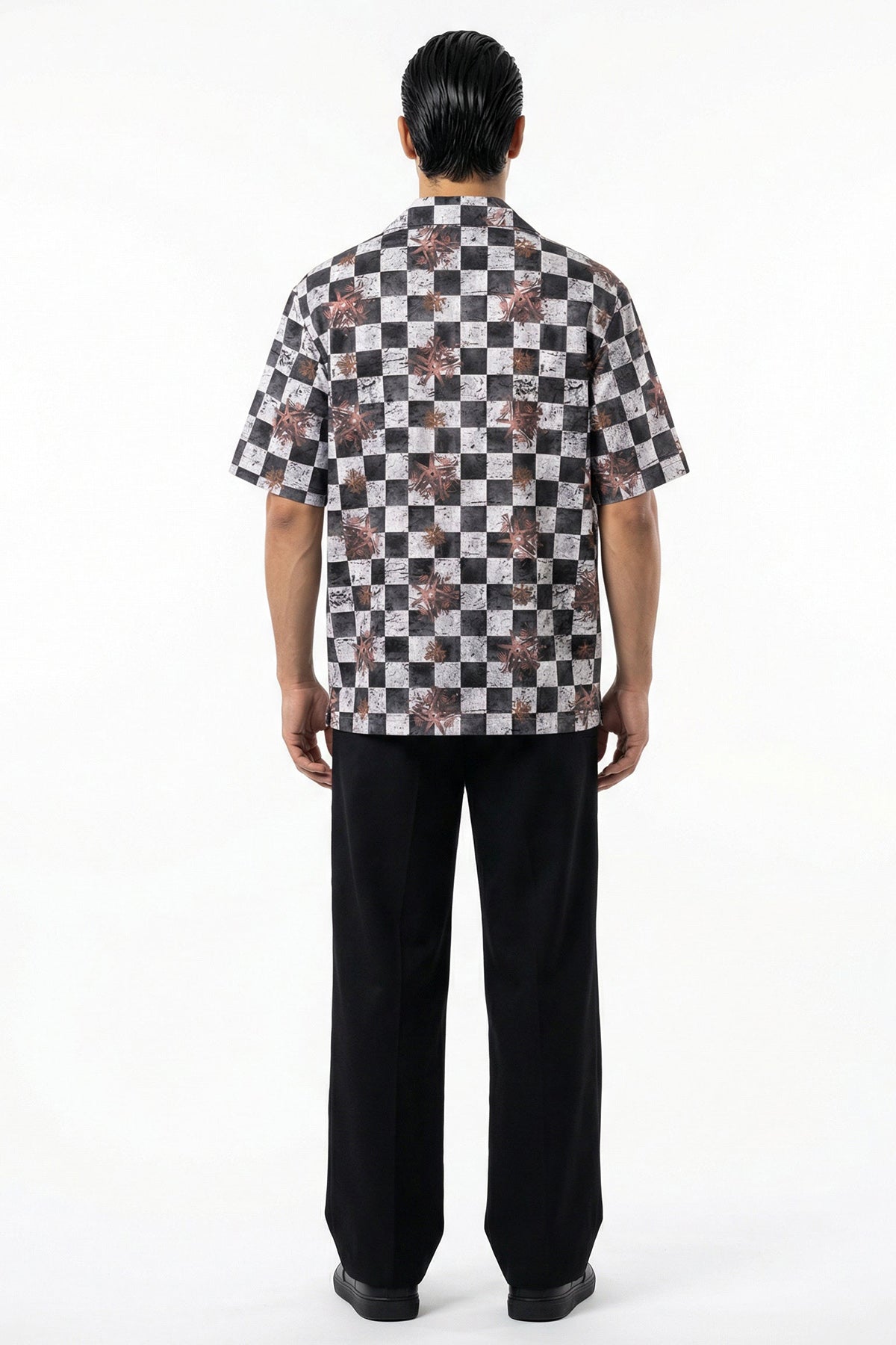 Grey Viscose Blend Collar Shirt