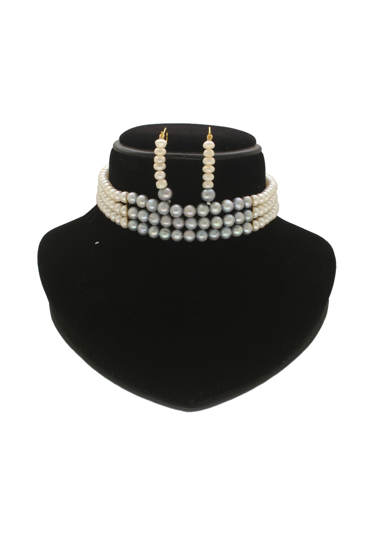 Grey & White Pearl Choker Set