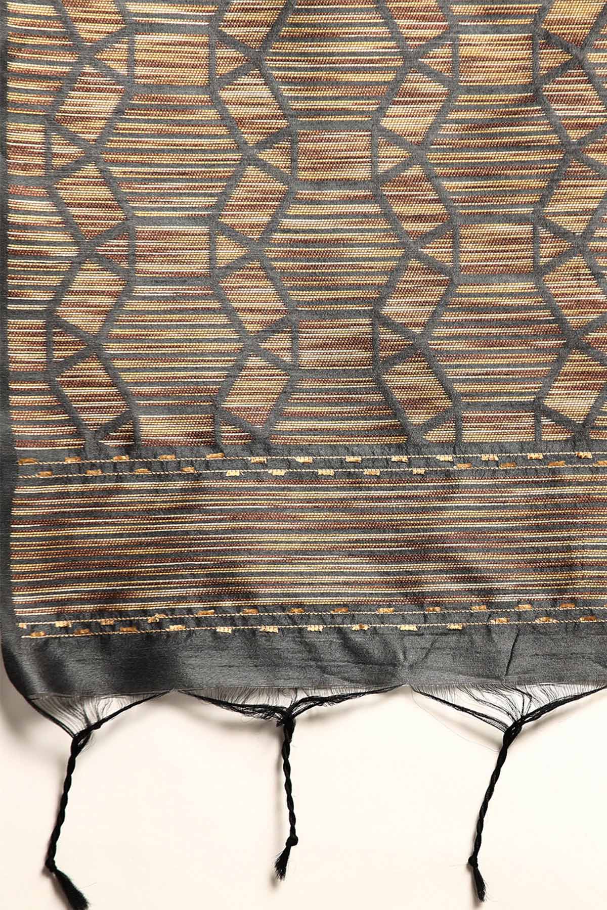 Grey Woven Butti Work Saree