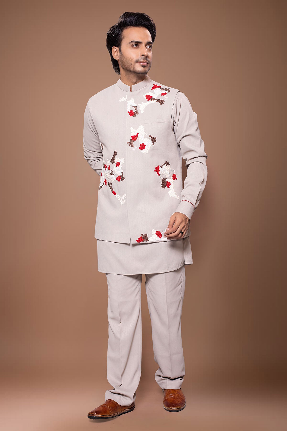 Grey Zardozi Embroidered Bundi