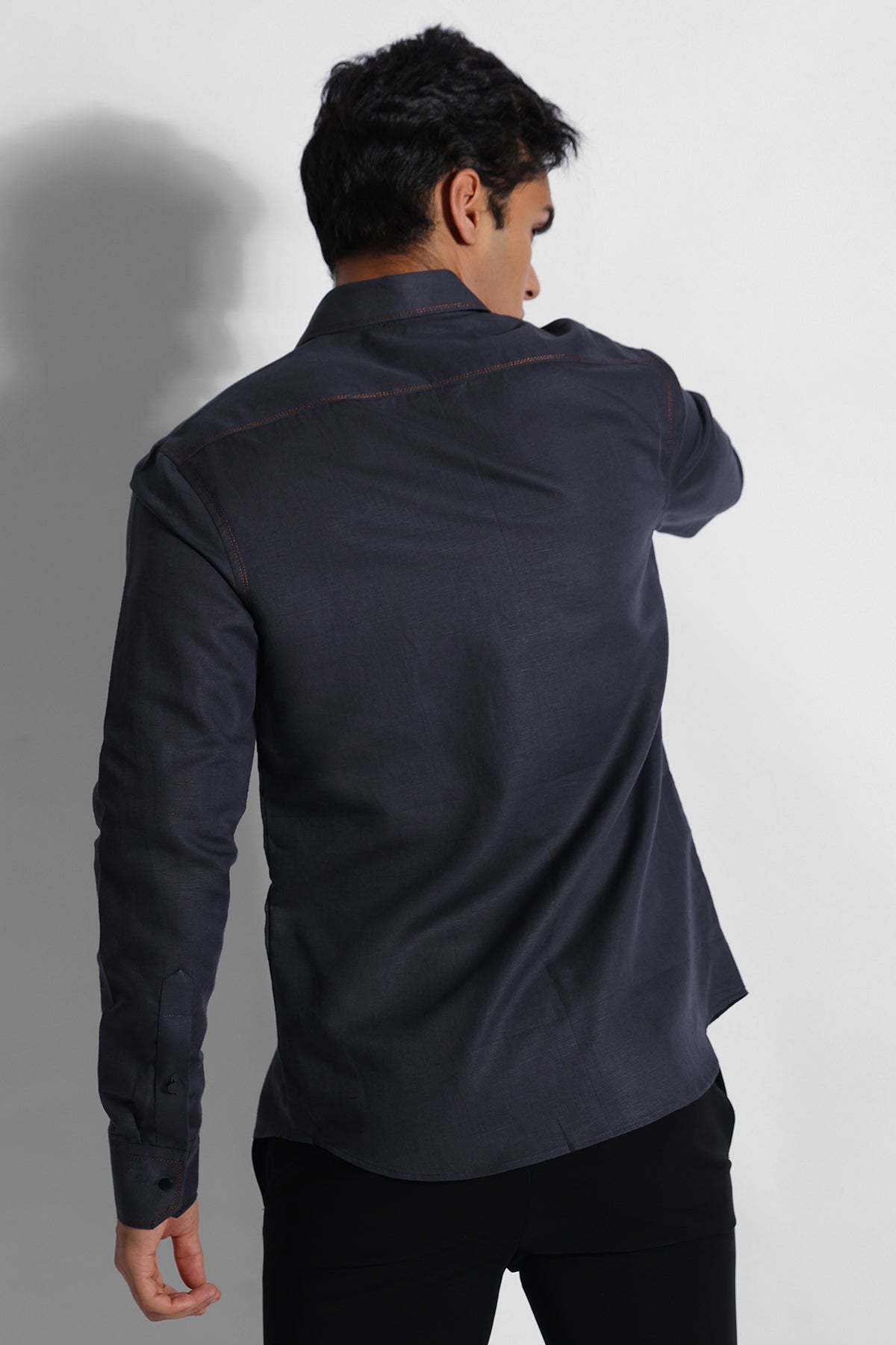 Greyish Blue Thread Work Shirt