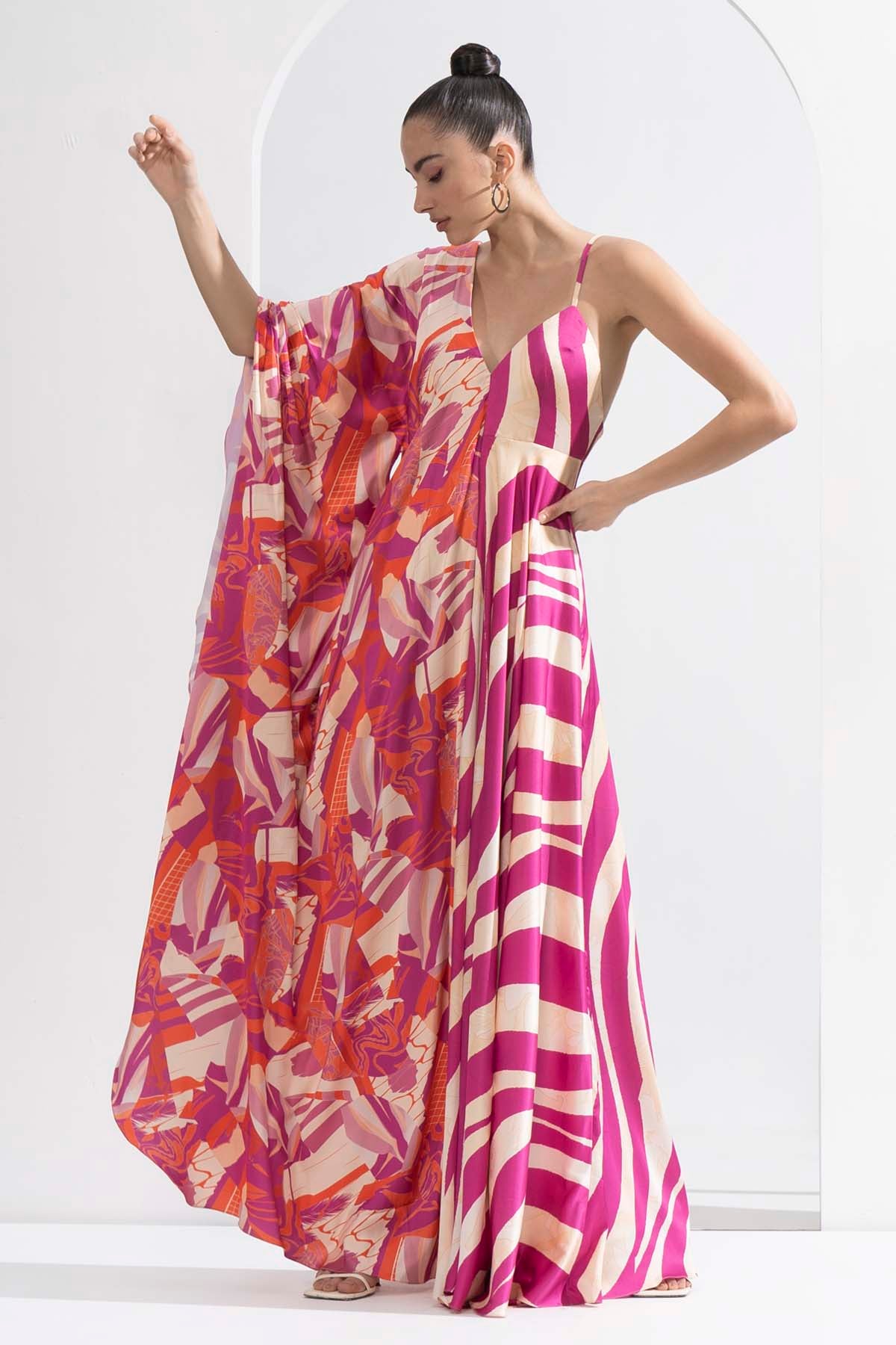 Half & Half Satin Kaftan