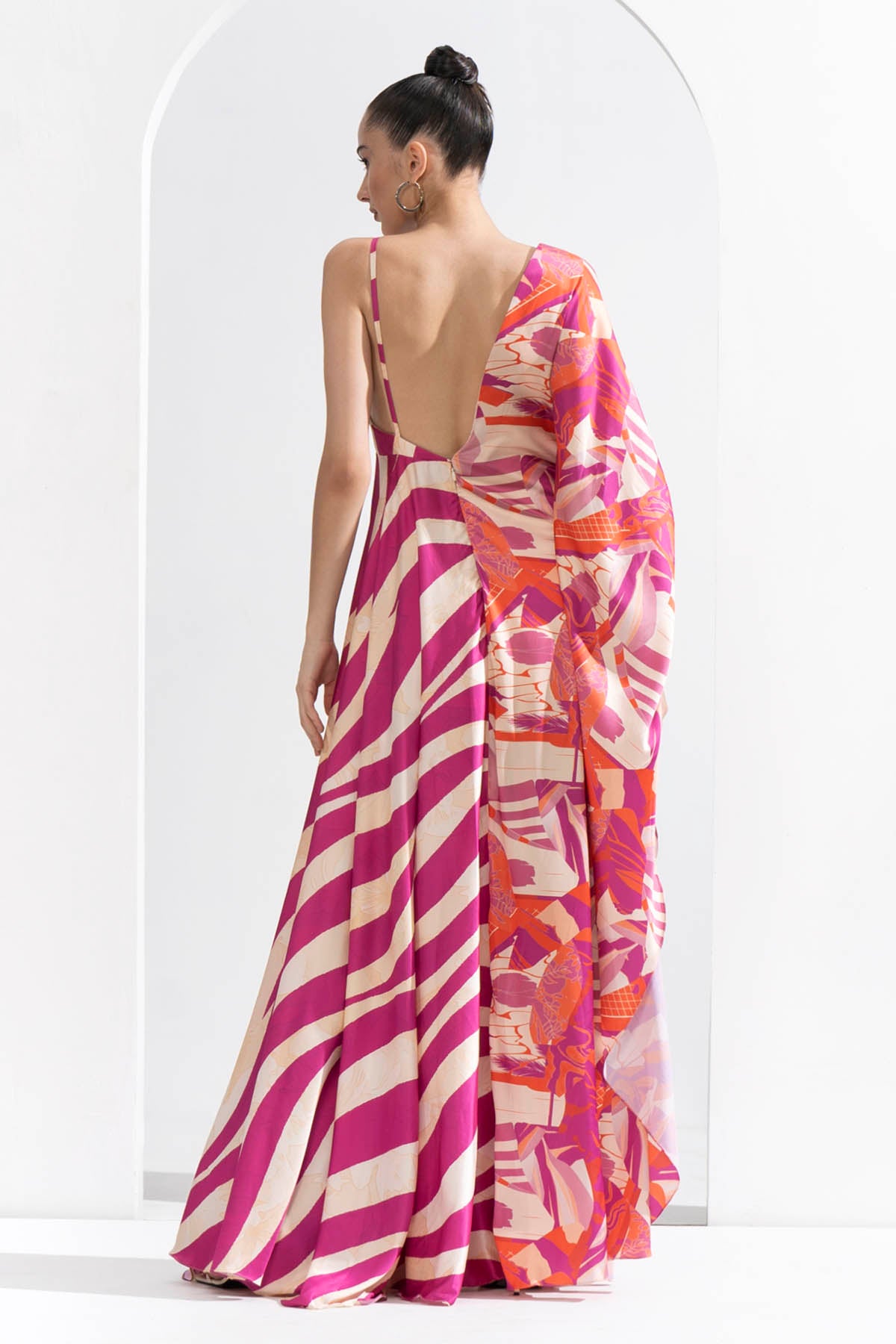 Half & Half Satin Kaftan