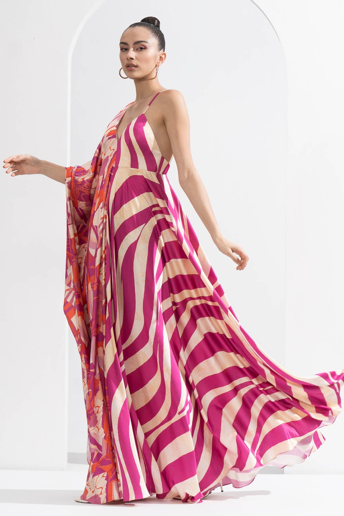 Half & Half Satin Kaftan